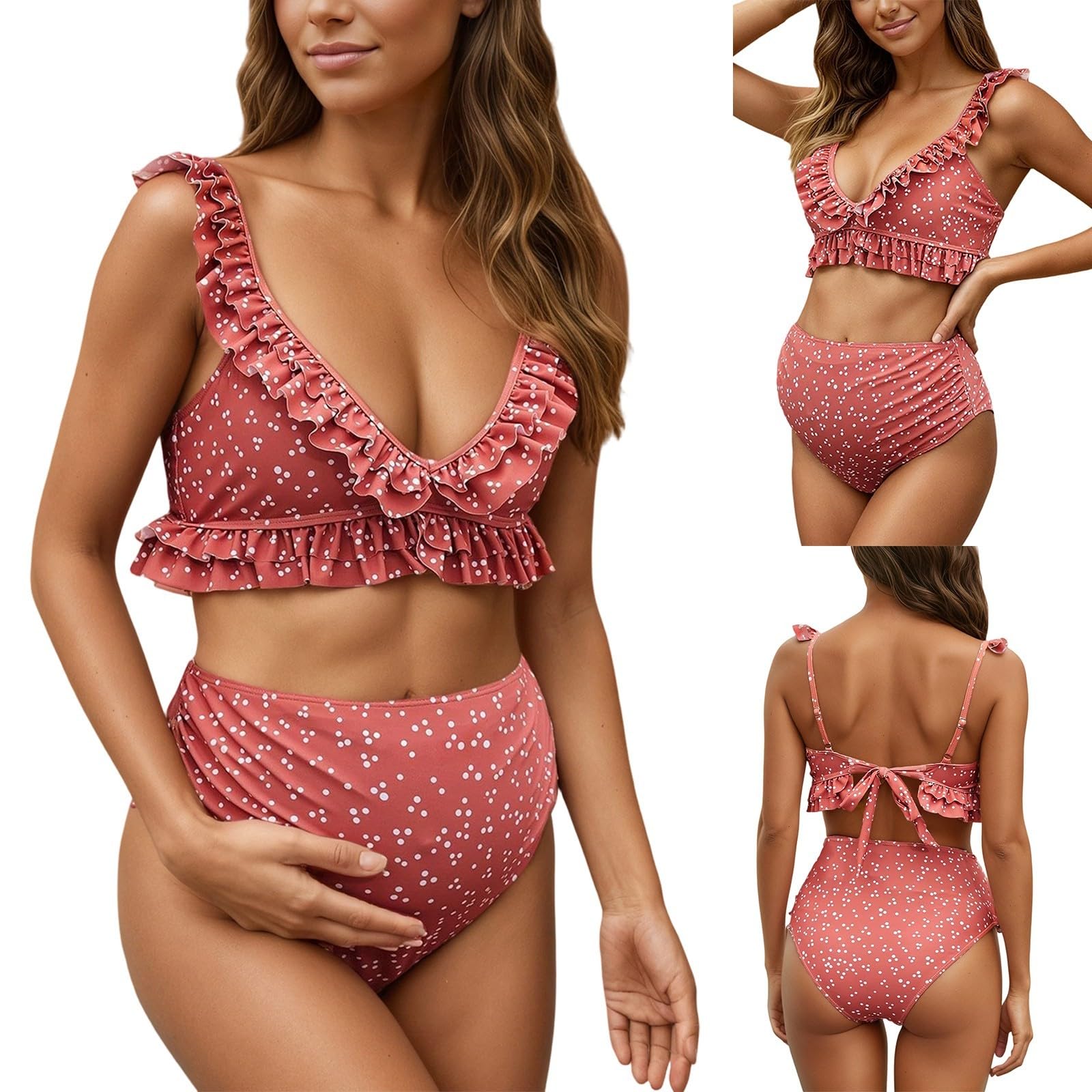 Generisch Maillot de bain de maternité grande taille avec volants, mode de plage, fonction d'allaitement, maillot de bain pour femmes enceintes, vacances à la piscine, idéal pour le bien-être de la