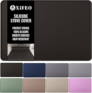 Silicone Stove Top Cover for Electric Stove, Glass Stove Top Cover Protector, Flat Top Range Cover – Double as Dish Drying Mat, Coffee Bar Mat, Kitchen Stove Accessories, 28 x 20 in, Black