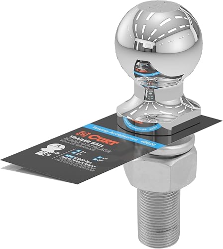 Miniatura 4 de CURT 40020 Bola de enganche cromada para remolque, 6,000 libras, diámetro de 2 pulgadas, 1 vástago de 3 pulgadas