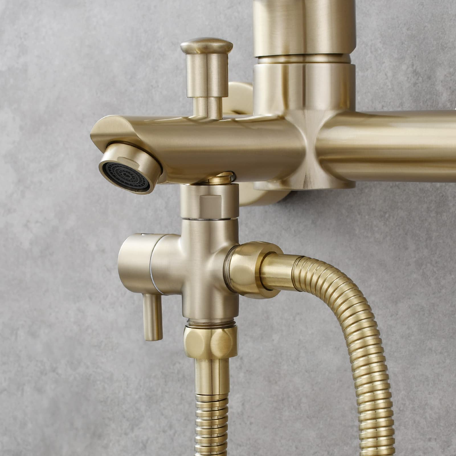 Tecmolog Deviatore Doccia in Ottone Valvola a Tre Vie 1/2" Adattatore per Soffione Doccia Oro Spazzolato, DSF007J2