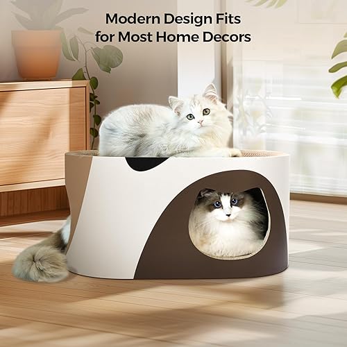 Miniatura 8 de Salón rascador para gatos grandes, casa rascador de cartón corrugado para gatos con agujero, cama grande para rascar, almohadilla rascador para