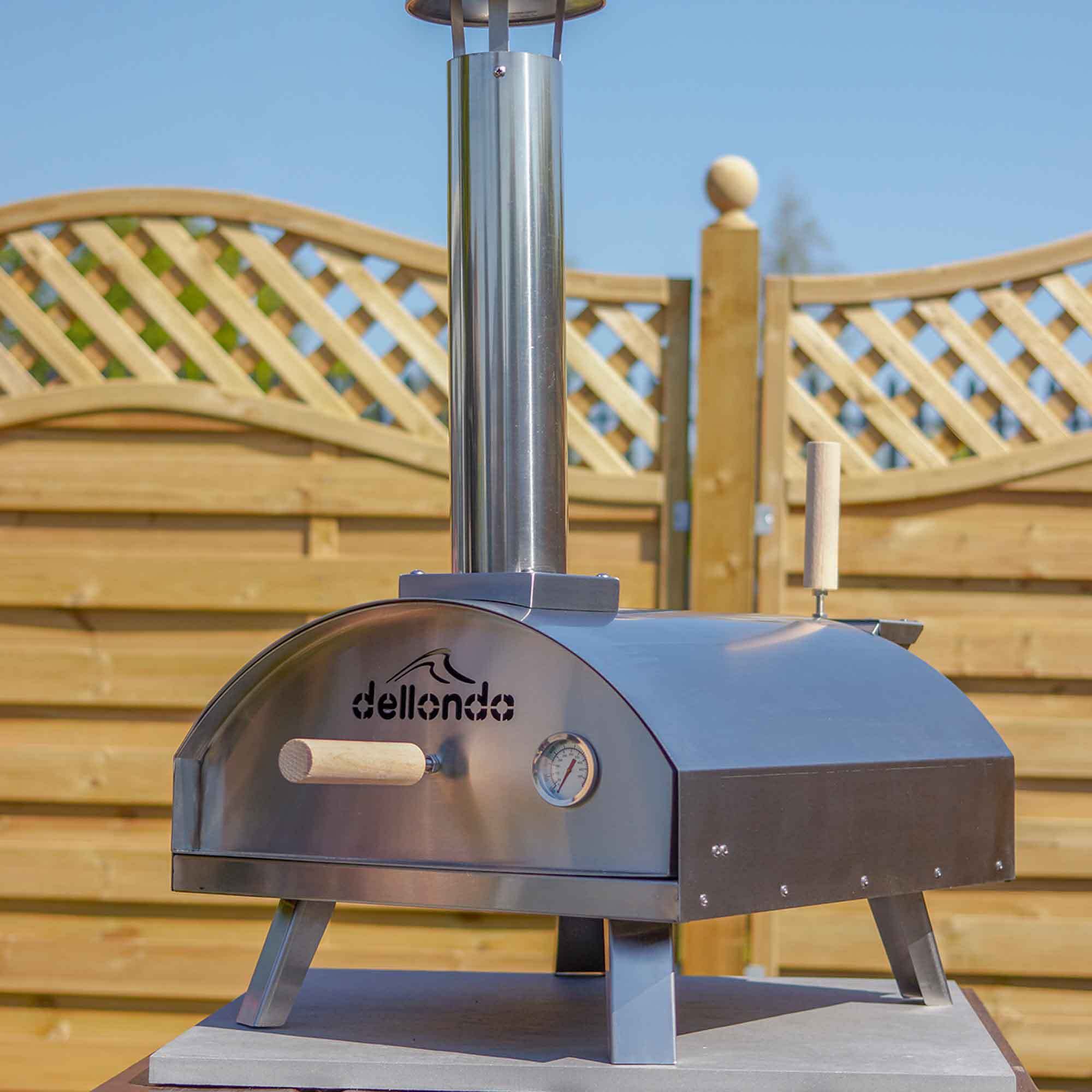 Dellonda Portable WoodFired 14" Pizza Oven and Smoking Oven, Stainless