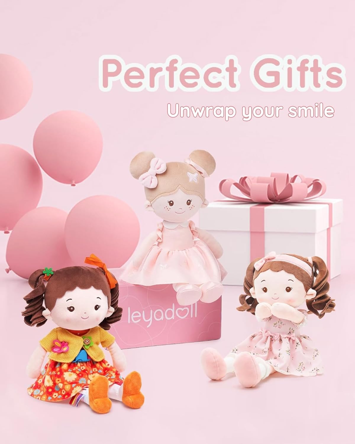 LeyaDoll Learning Sensory Doll for Toddlers, Montessori Toys for 2-Year-Old Girls Christmas, Birthday Gifts, Plush Doll with Zipper, Shoelace, Button-Busy Flora Girl
