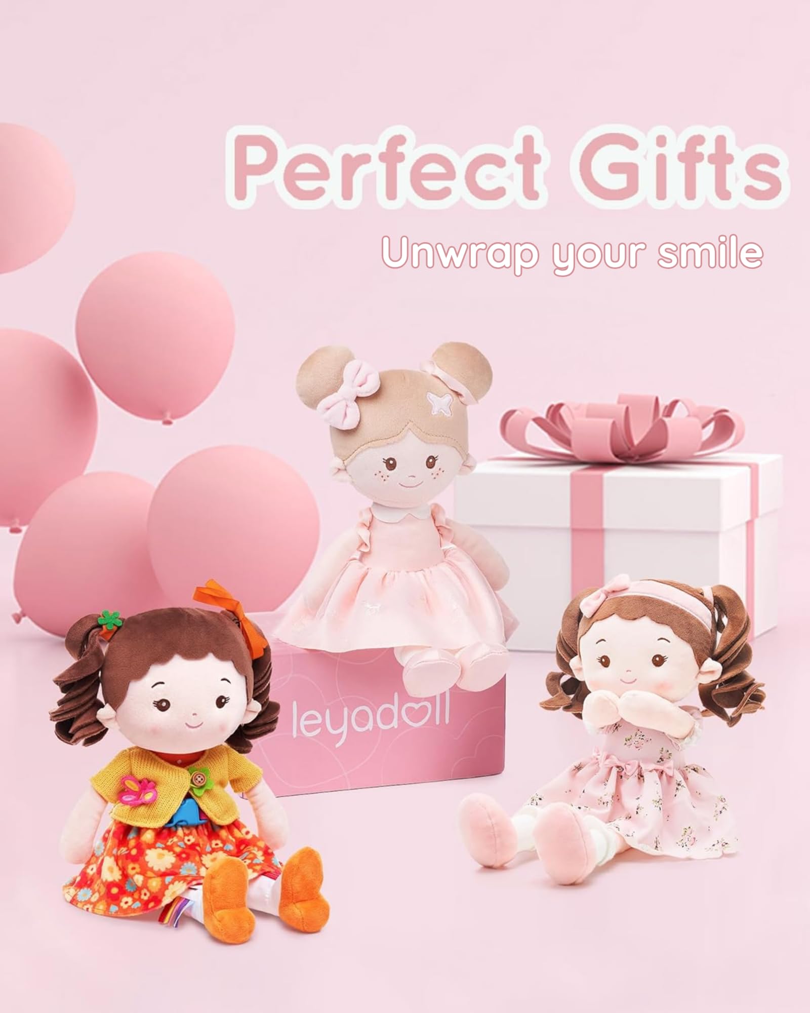 LeyaDoll Muñeca educativa Soft Bady (16 pulgadas), muñeca sensorial de aprendizaje para niños, juguetes para niñas de 2 años, regalos de Navidad, cumpleaños, muñeca de peluche con botones