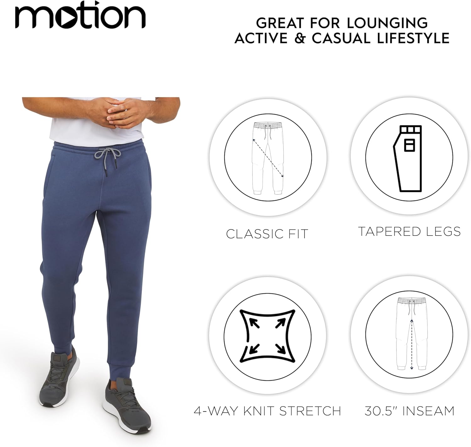 Motion Men's Classic Fit Active Performance Heavyweight Fleece Jogger Pants (S-XL) - Image 7