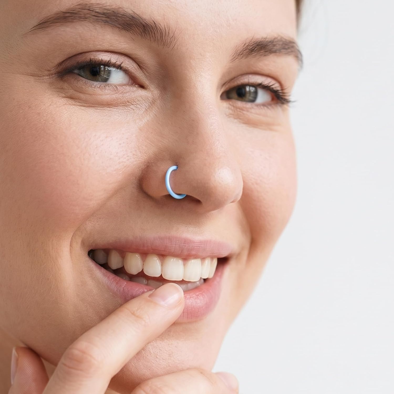 Yolev 9 Pcs Plastic Colorful C-Shape Nose Hoops 18G 1.0mm | Acrylic Bioflex Nostril Rings Retainer for Surgery, Neon Clear Septum Piercing Jewelry for Women Men