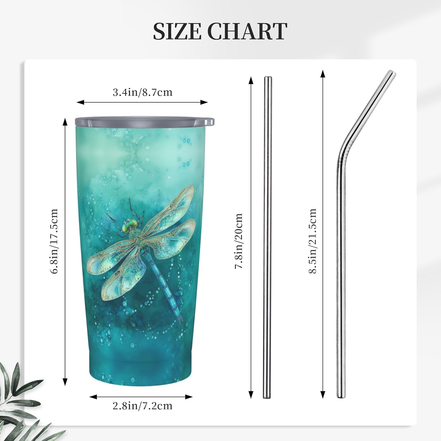 Dragonfly Tumbler with Lid and Straw for Women Leakproof Travel Coffee Mug Double Wall Insulated Cups 20OZ Gifts for Office Kitchen Outdoor - Image 2