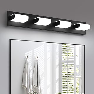 KDG LED Modern Bathroom Vanity Light Fixtures, 4 Lights Matte Black 5000K Wall Lighting Over Mirror, Lights for Dressing Room, Bedroom, 29.5 inch