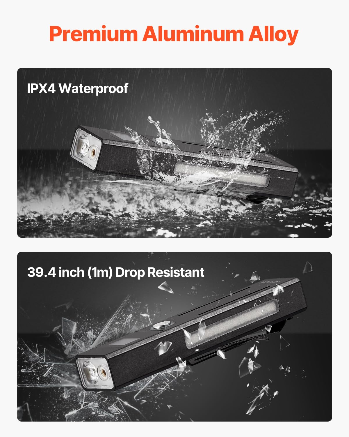 VEVOR 3-in-1 Flat Flashlight With Green Light - 1200 Lumen, Rechargeable, IPX4 Waterproof, Great For Camping & Emergencies - View #11
