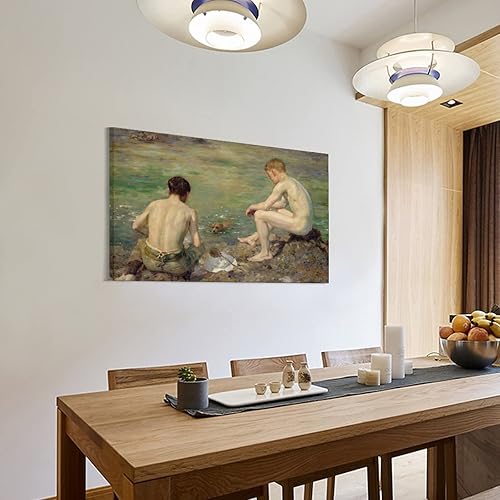Miniatura 3 de Henry Scott Tuke - Póster decorativo de tres compañeros, lienzo para pared, sala de estar, dormitorio, 20 x 30 pulgadas (19.7 x 29.5 in)