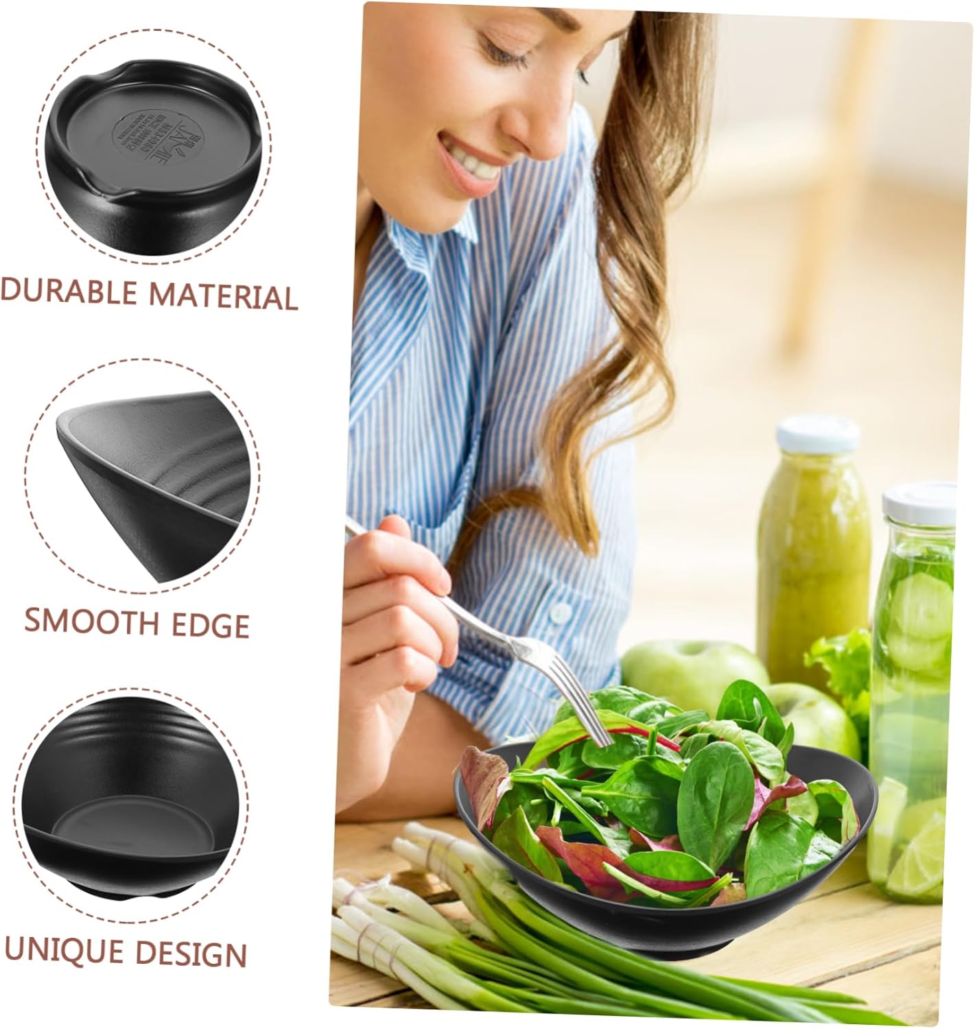 Cabilock 4Pcs Japanese Style Soup Bowls Salad Bowls for Instant Noodles Dishwasher Safe for Restaurant Tableware and Home Use