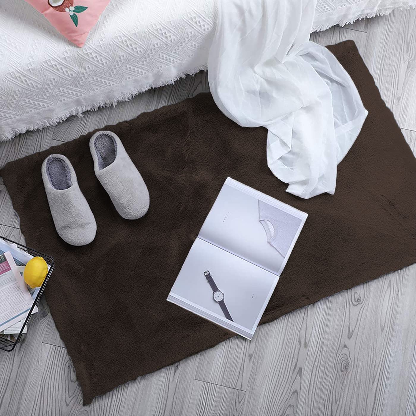 Luxe Home Rabbit Fur Runner - Soft Grey 2x5 Feet -7 Luxe Home Rabbit Fur Runner - Soft Grey 2x5 Feet -7