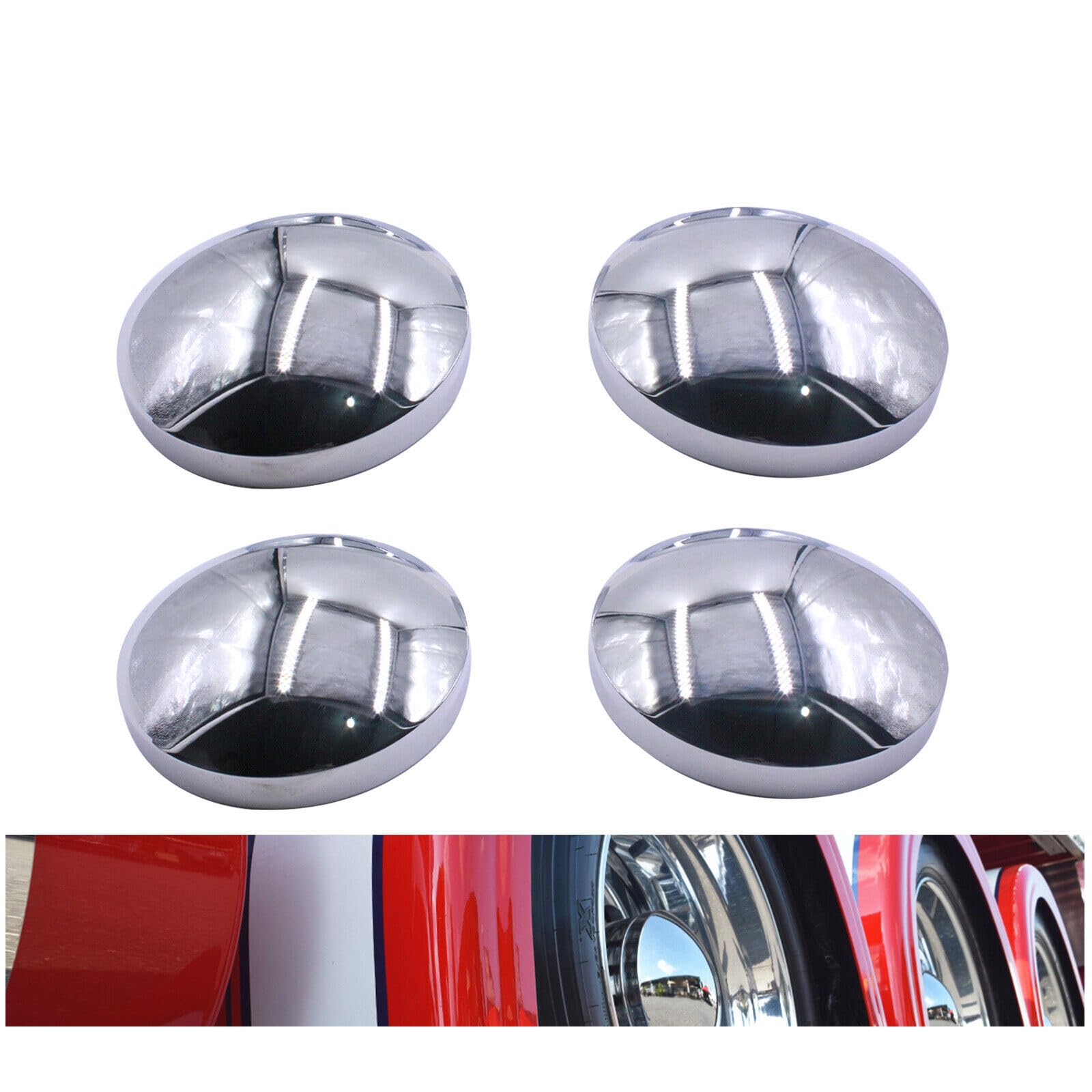 4 PCS Chrome Metal 8" Dome Style Hub Caps Compatible with Dome Semi Truck Rear Wheel Covers