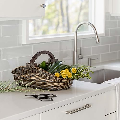 Miniatura 2 de The Basket Lady Cesta de mimbre para reunión, grande, 22.5 pulgadas de largo x 12.5 pulgadas de ancho x 12 pulgadas de alto, marrón nogal antiguo