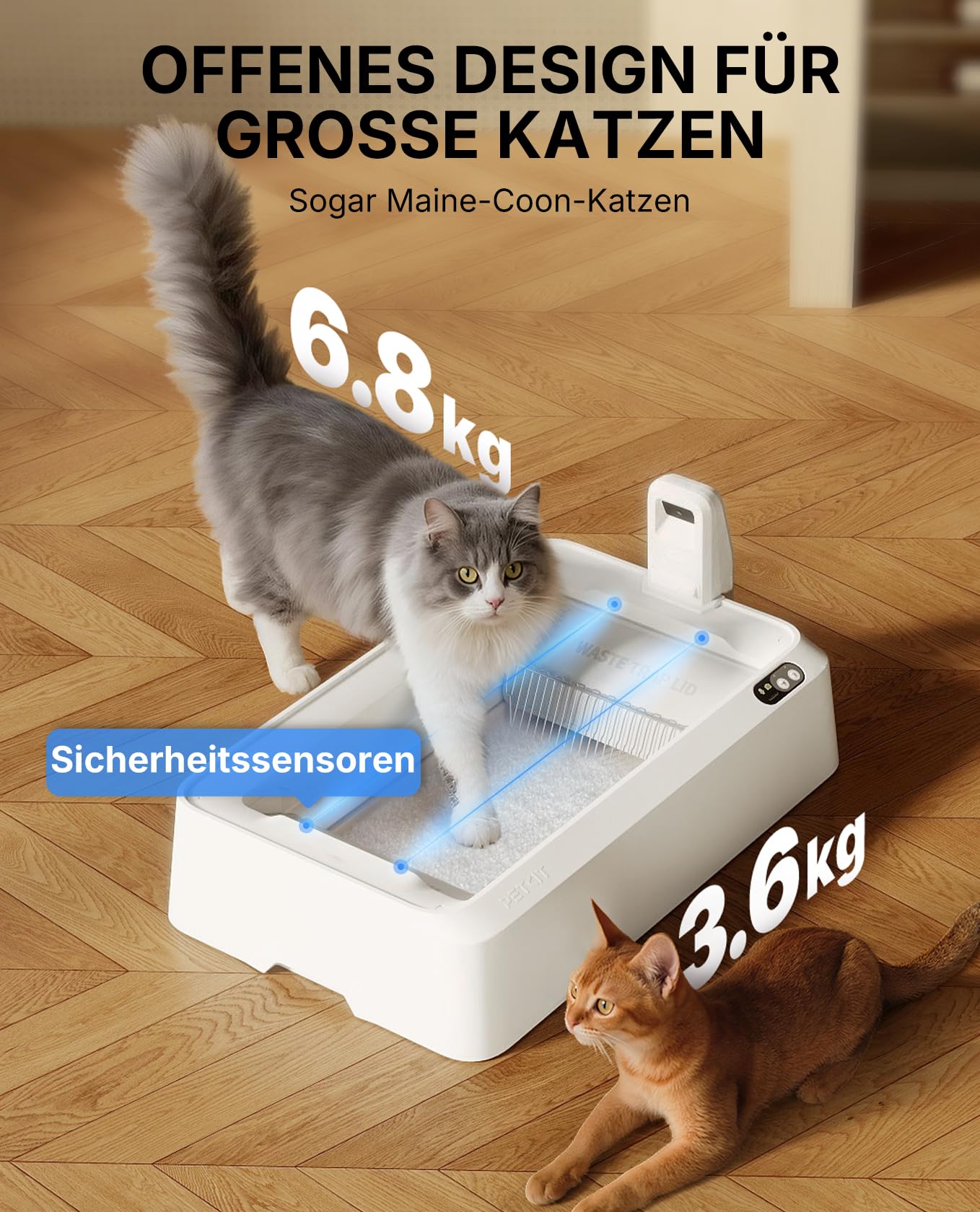 PETKIT Purobot Crystal Duo Selbstreinigende Katzentoilette mit Kamera, AI-Gesundheitsüberwachung, Geruchskontrolle, Offenes Design für große Katzen, Bis zu 30 Tage ohne Reinigung