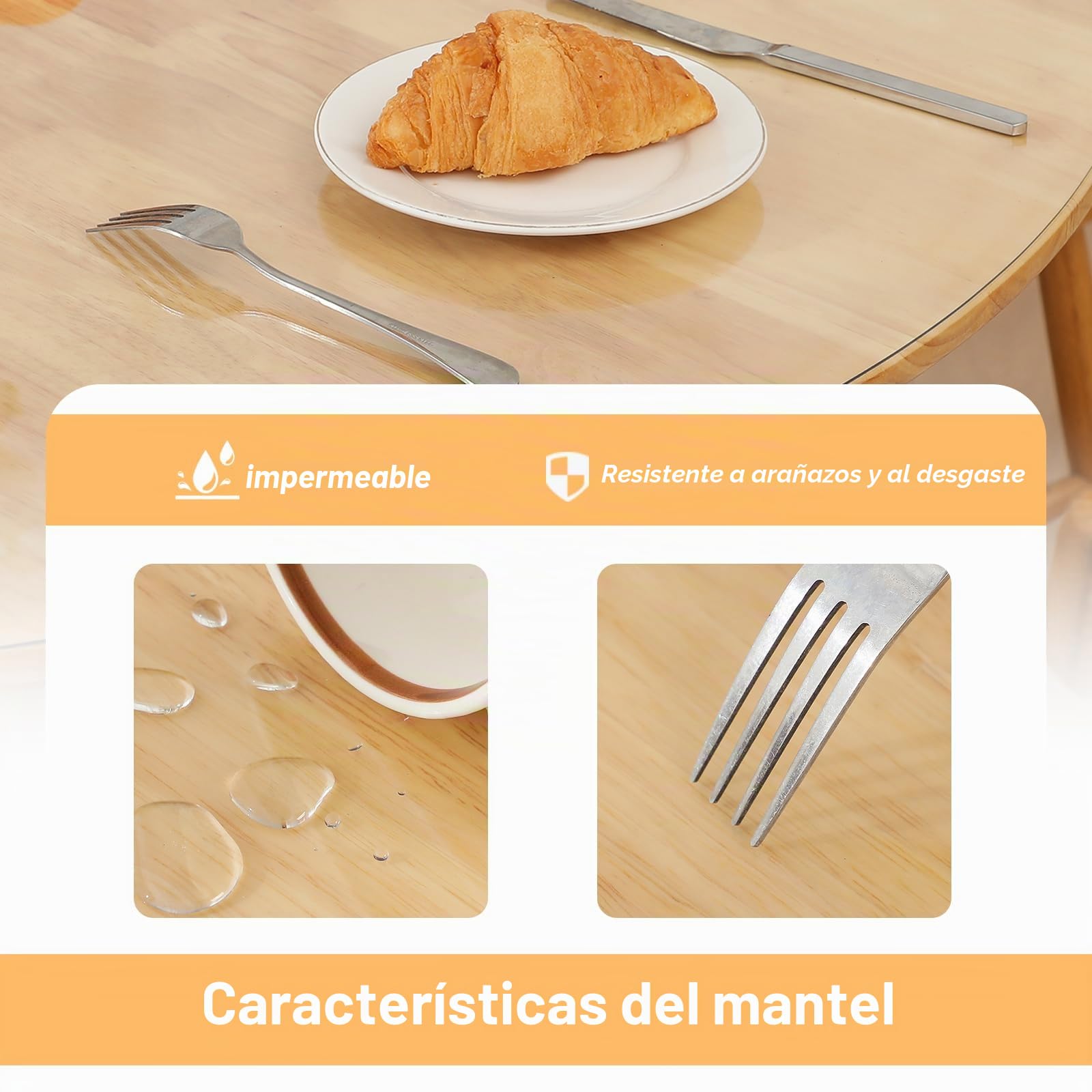 TIEHAN Manteles Redondos de PVC,2MM de Grosor de Diámetro de 120CM,Protector Mesa Transparente,Protector Mesa,Impermeable y Antiincrustante, Adecuado Para la Protección del Hogar y la Mesa de Cocina