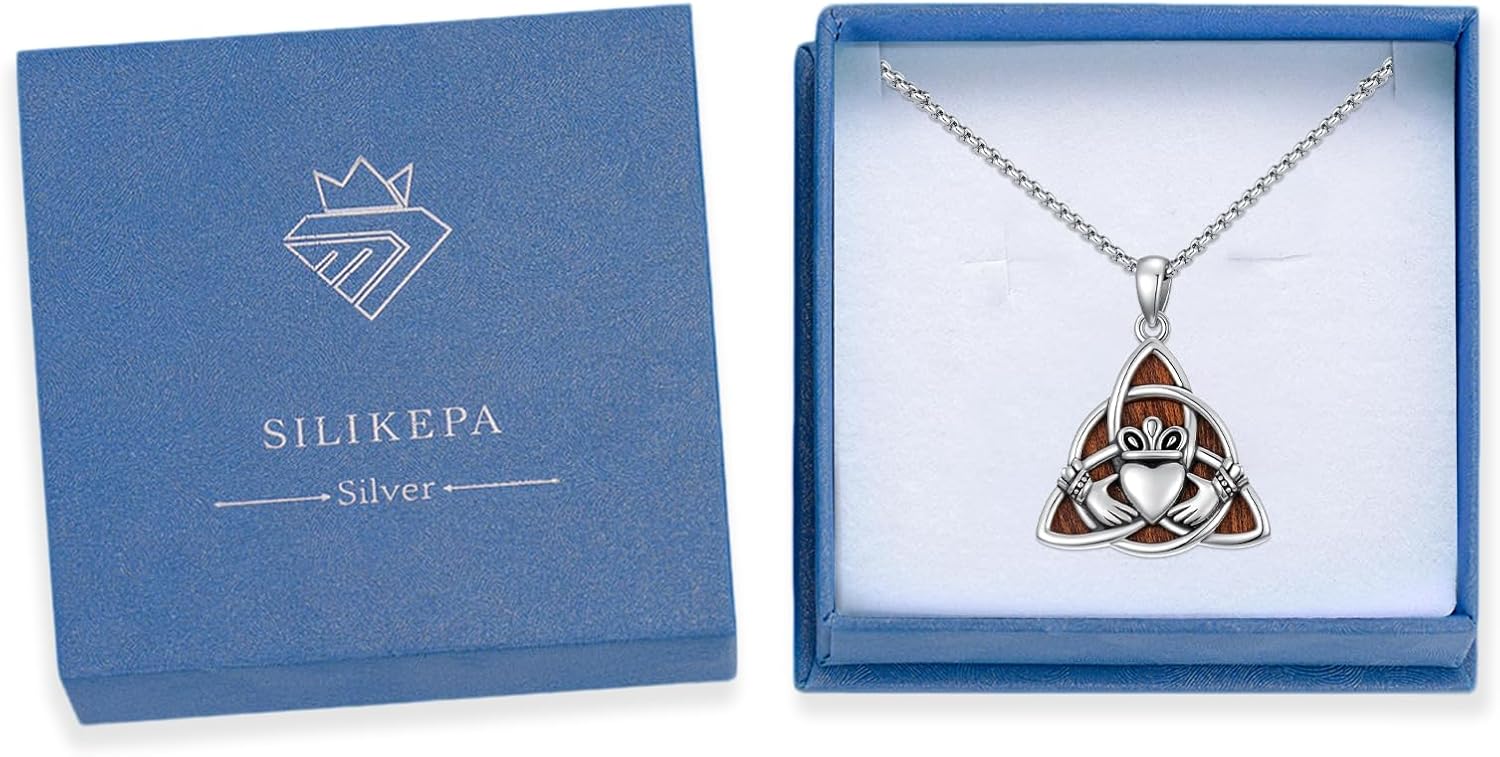 Celtic Necklace for Women, 925 Sterling Silver, Wooden Celtic Pendant Necklace with Ebony, Irish Jewelry, Gift for Women - Image 7