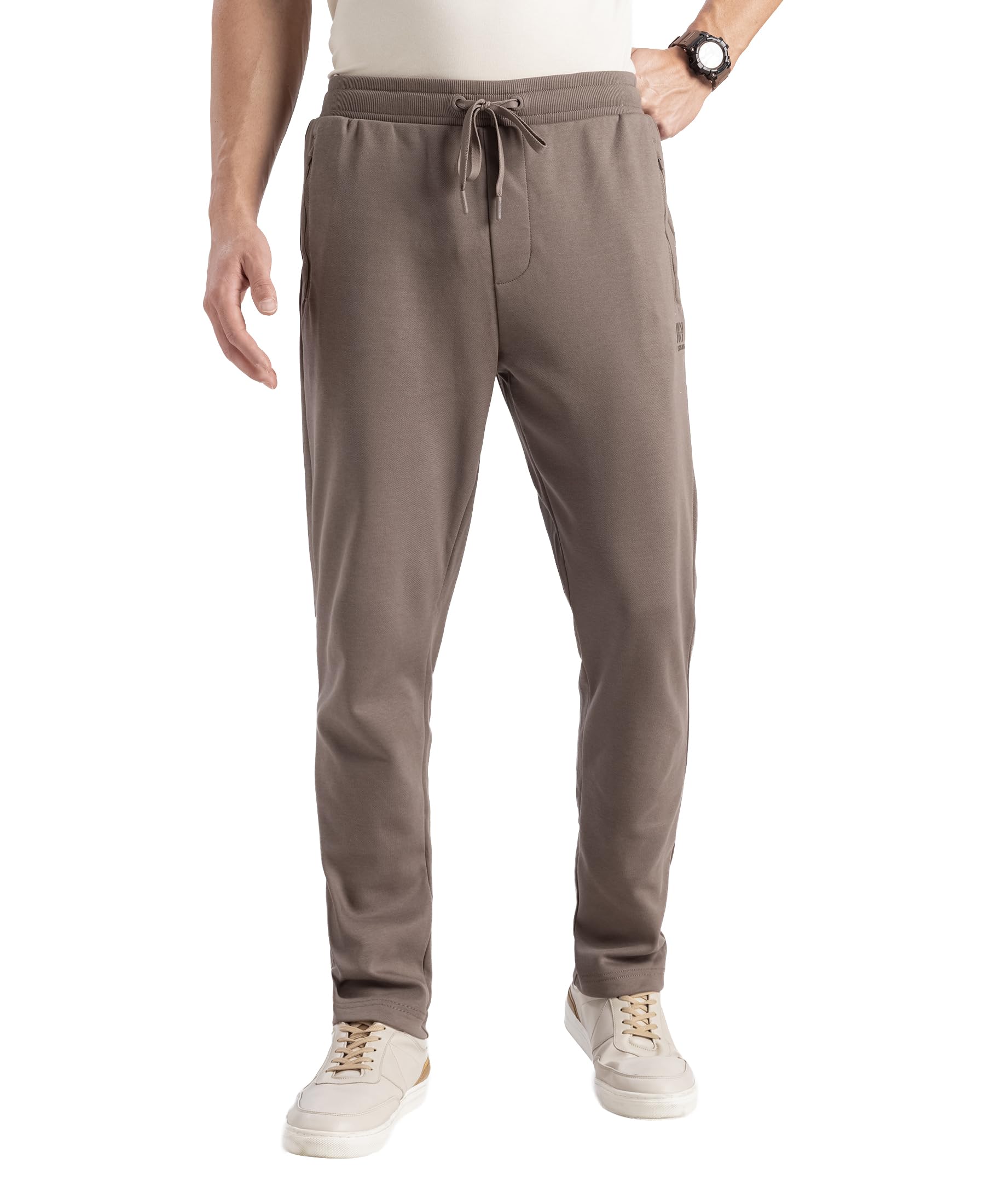 jockey AM44 Men's Super Combed Cotton Rich Pique Slim Fit Trackpant with Side Zipper Pockets_Dark Khaki_XXL-picture-30