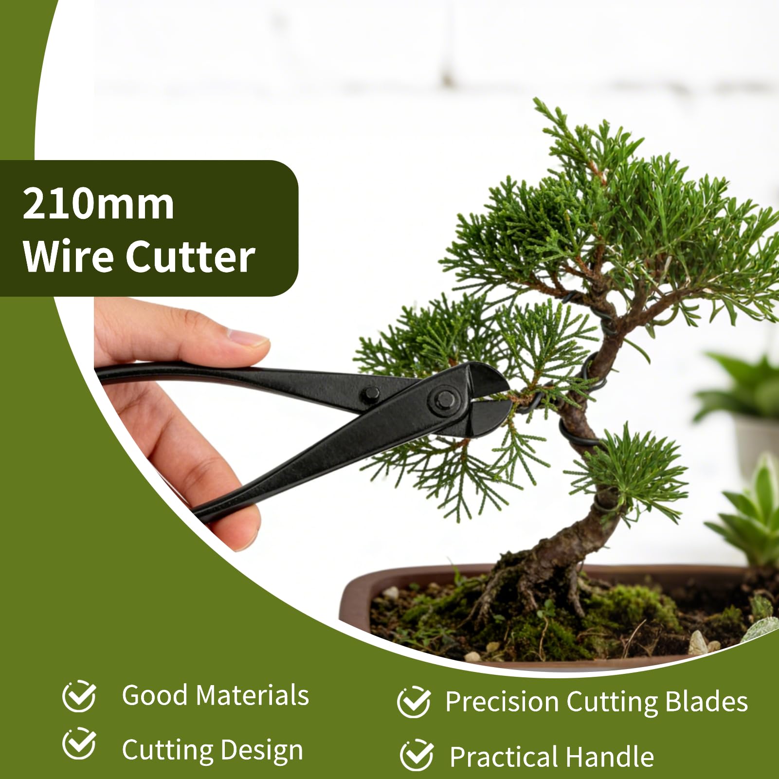 Taglie a filo da 210 mm, acciai di manganese bonsai bonsai a filo multiuso pinza laterale bonsai strumenti per la creazione di fiori