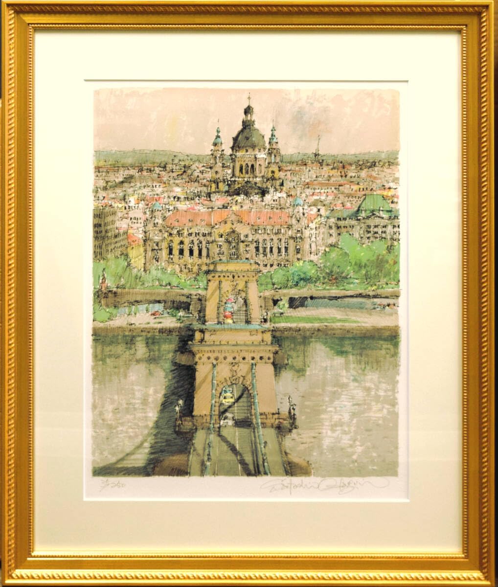 真作保証 小田切 訓『ドナウの橋』大判 リトグラフ 直筆サイン入り E.A. 真作保証 小田切 訓『ドナウの橋』大判 リトグラフ 直筆サイン