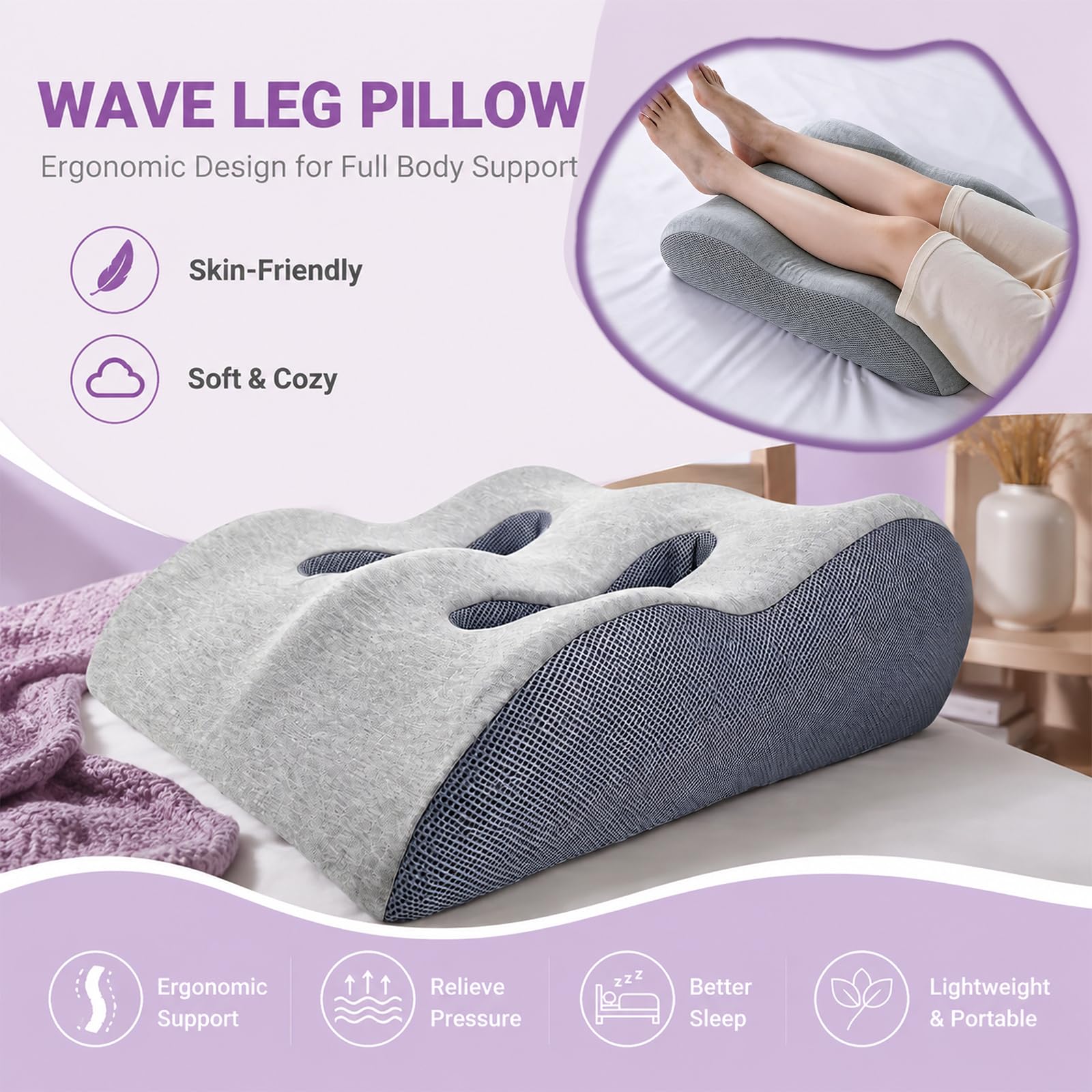 Almohada ortopédica en forma de onda (gris claro)