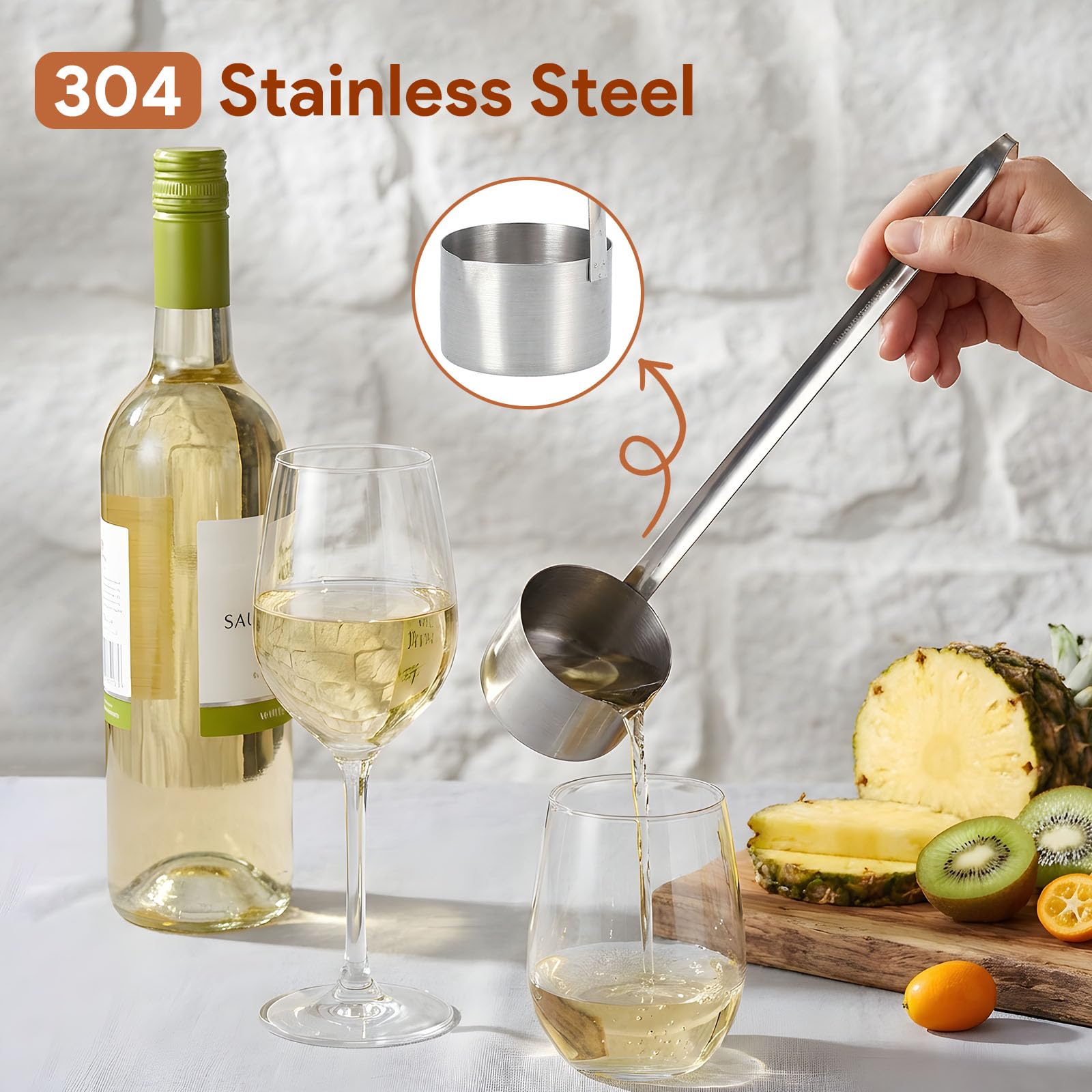 Cucchiaio Dosatore per Vino Mestolo per Vino In Acciaio Inossidabile Cucchiaio per Mestolo per Vino Cucchiaio per Versare La Birra con Gancio Mestolo 25ml/50ml/125ml/250ml/500ml(500ML)