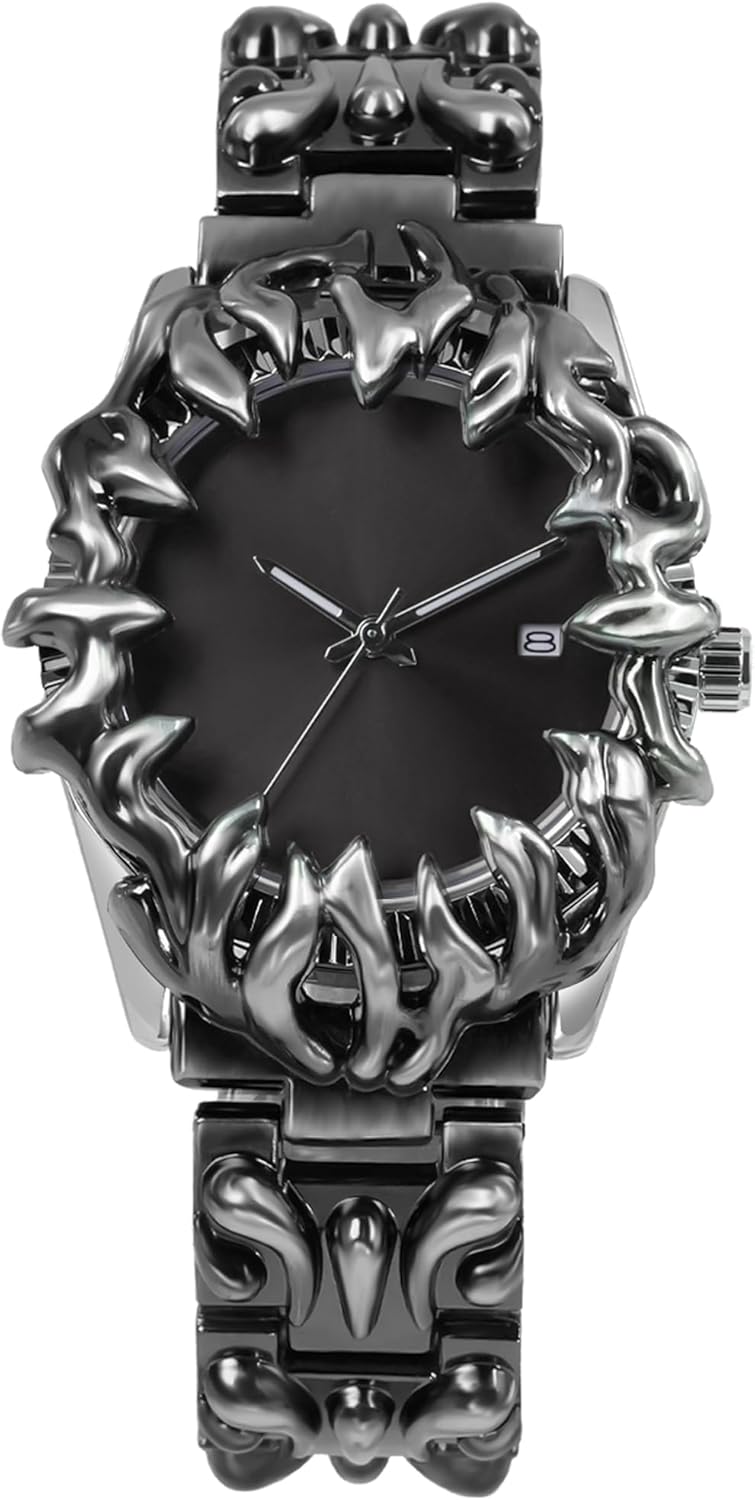 BARAMON Watch for Men Retro Fashion Vintage Wristwatch Casual Gothic Steampunk Quartz Analog Hand Watches Hip Hop Cool Alien Y2K Male Clock