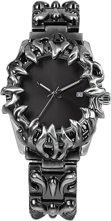BARAMON Men's Retro Gothic Steampunk Quartz Watch - Vintage Fashion Wristwatch with Unique Carved Dial & Adjustable Bracelet