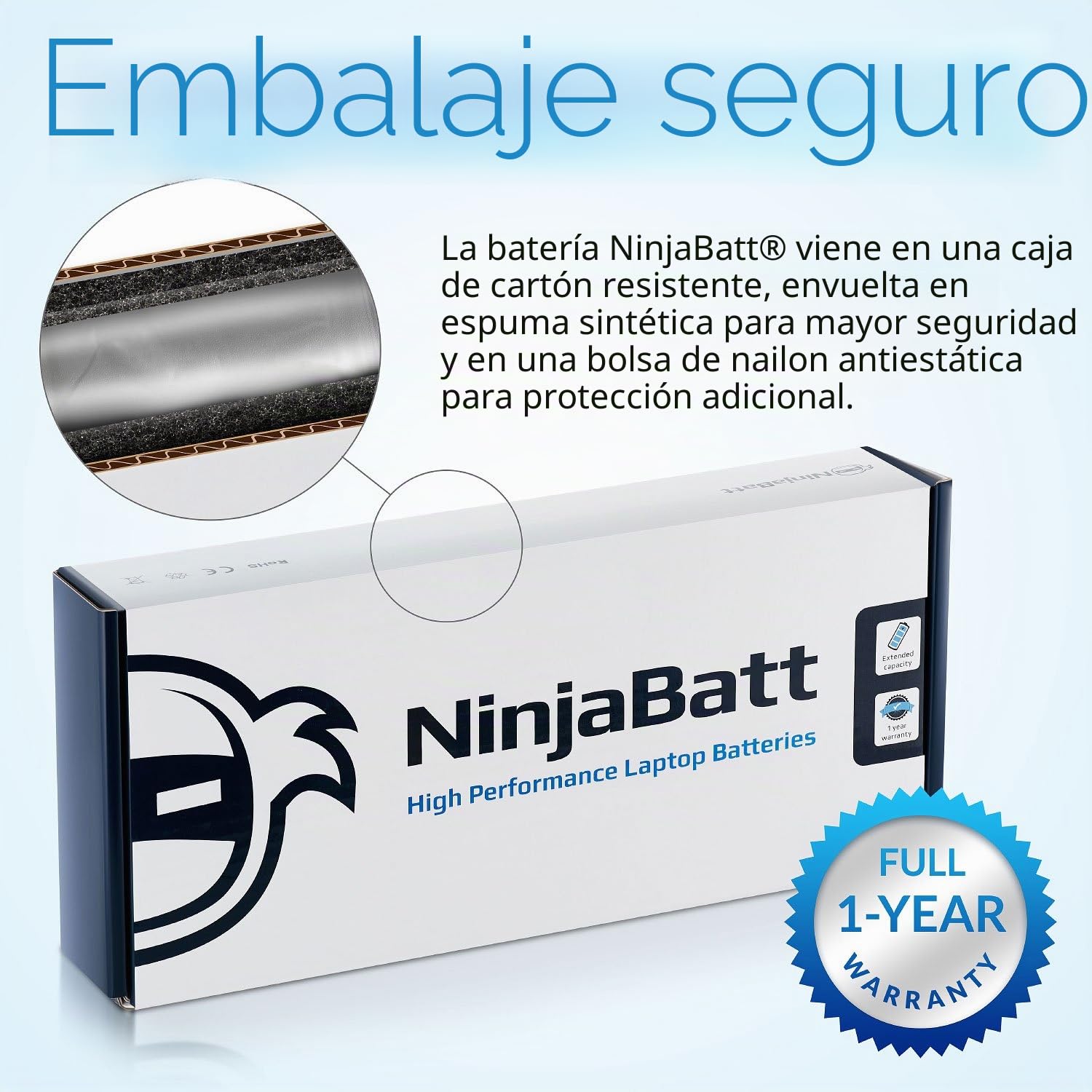NinjaBatt - Batería para HP 807957-001 807956-001 HS04 HS03 HSTNN-LB6V 807612-421 HSTNN-LB6U 250 G5 807611-421 TPN-C125 15-AF067SA 843532-851 – Larga duración [4 Celdas/2200mAh/33Wh]