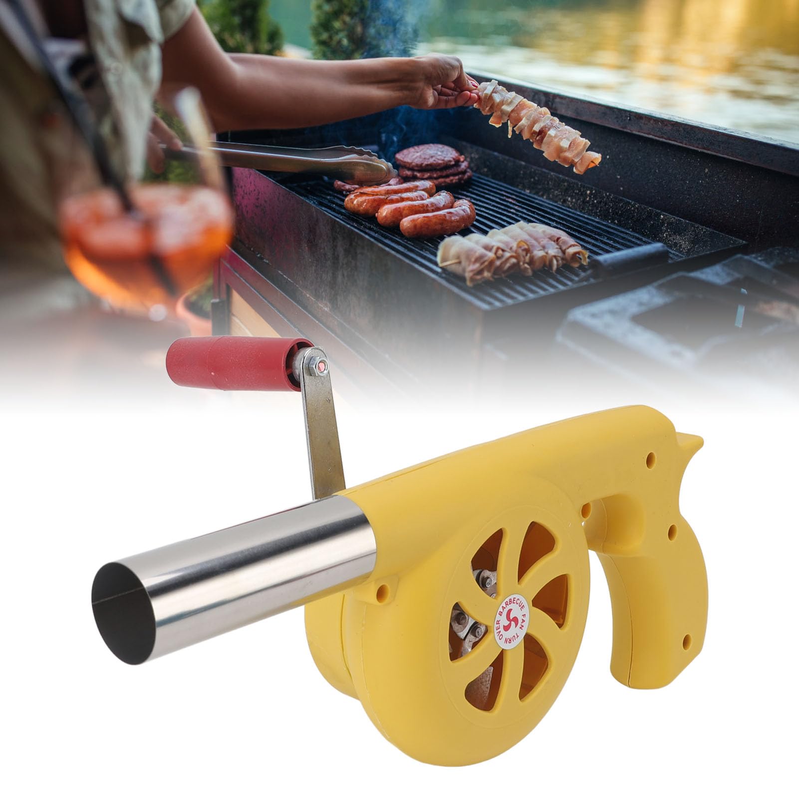 Jeanoko 1PCS Ręcznie Korby BBQ, szybkość Kontroli, Przenośna Dmuchawa Powietrza z Grilla, Zwiększenie Siły Ognia do Grillowania na świeżym Powietrzu, Narzędzie do Gotowania na