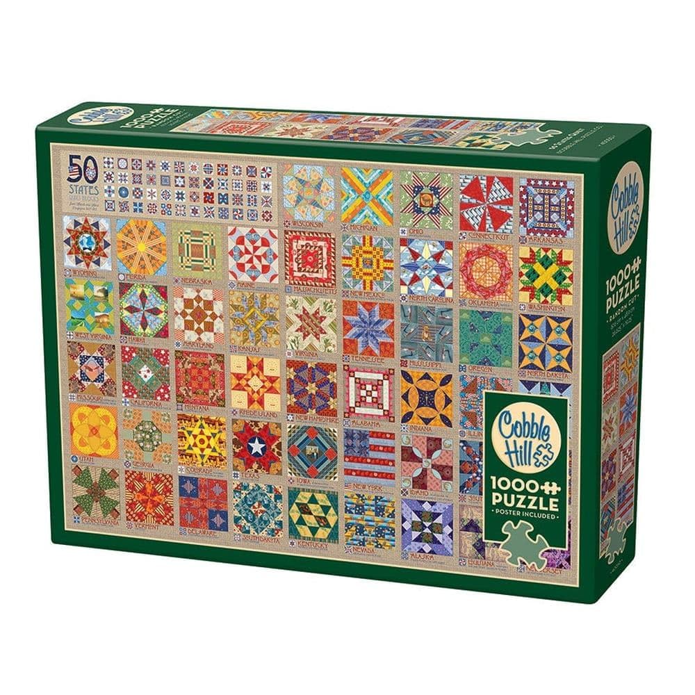 Cobble Hill 1000 Piece Puzzle - 50 States Quilt Blocks - Sample Poster Included