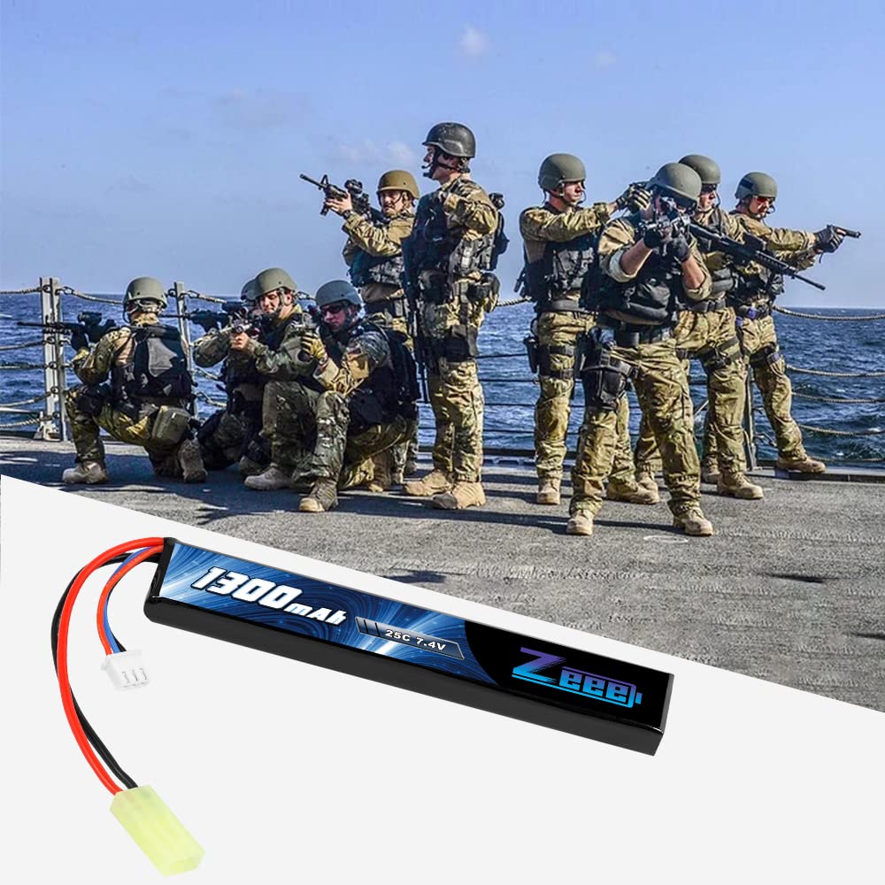 Zeee 2S Lipo Batteria 7.4V 25C 1300mAh Batteria Lipo tipo Stick per Modelli Airsoft