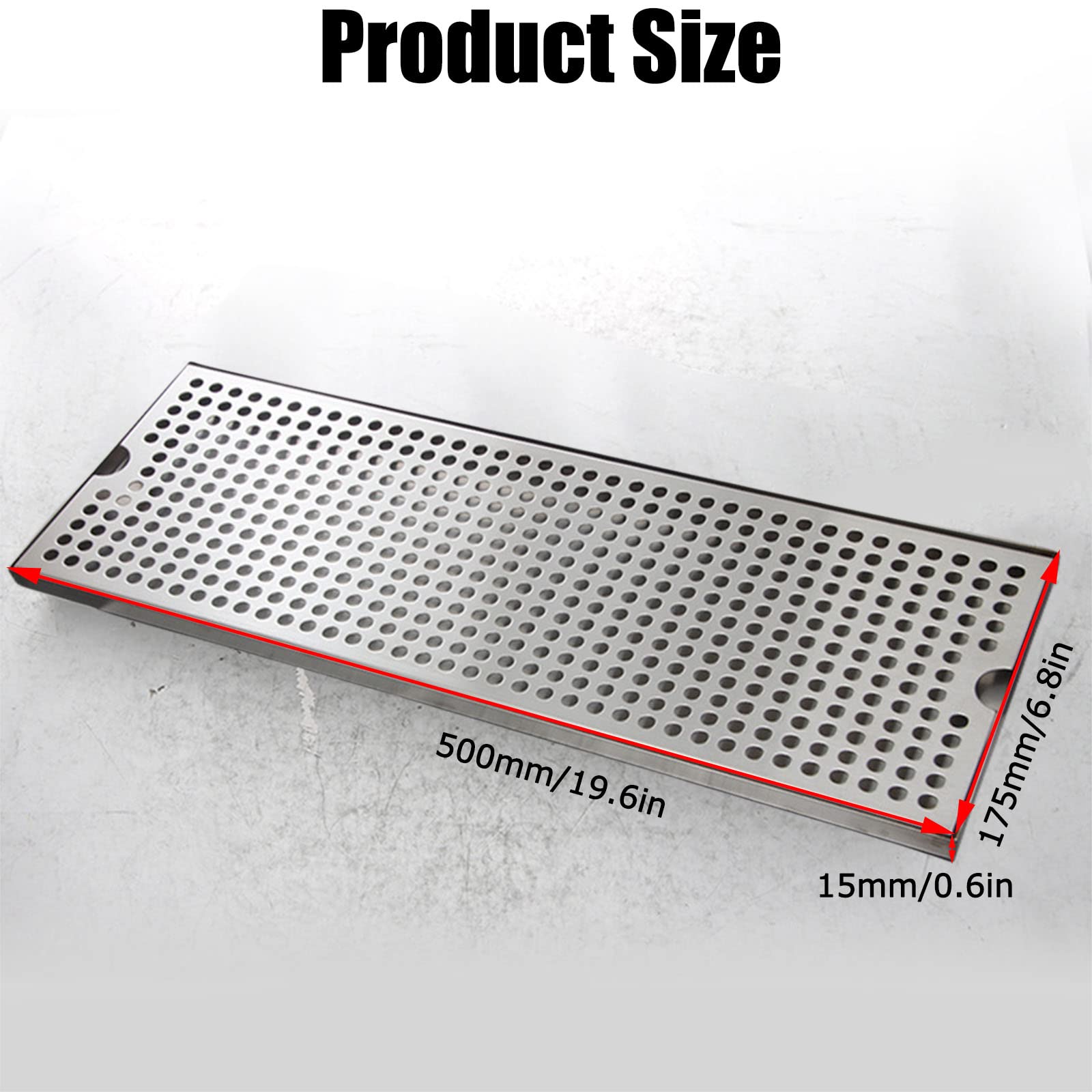 SWAYVES Vaschetta Raccogligocce in Acciaio Inox, Vaschette Raccogligocce per Birra per Kegerator, Vaschetta Raccogligocce Rettangolare in Acciaio Inox per Montaggio Superficiale, Senza Scarico/50Cm