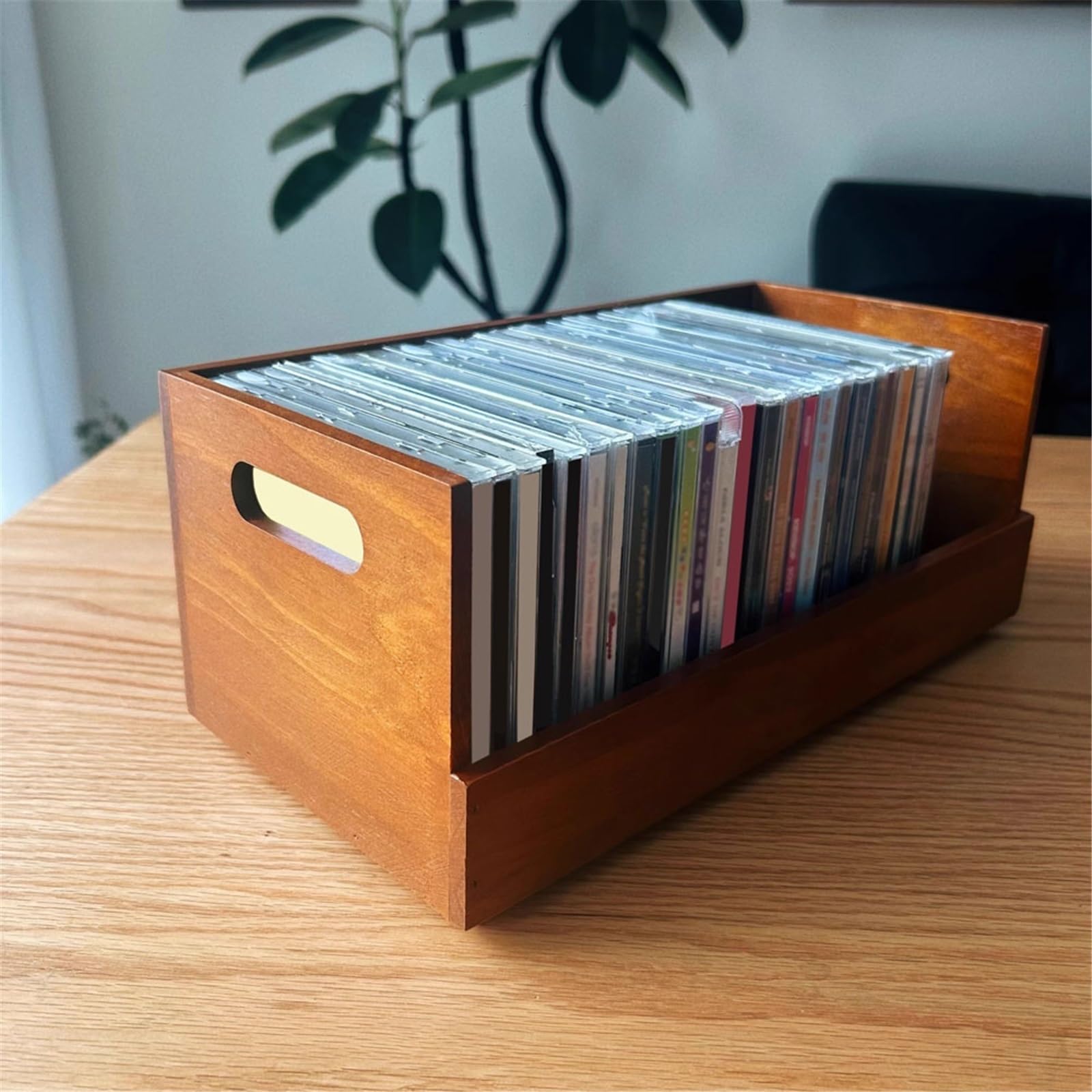 Custodia per CD Porta CD in legno retrò for conservare i dischi, tavolo da casa, scatola for album Portadischi