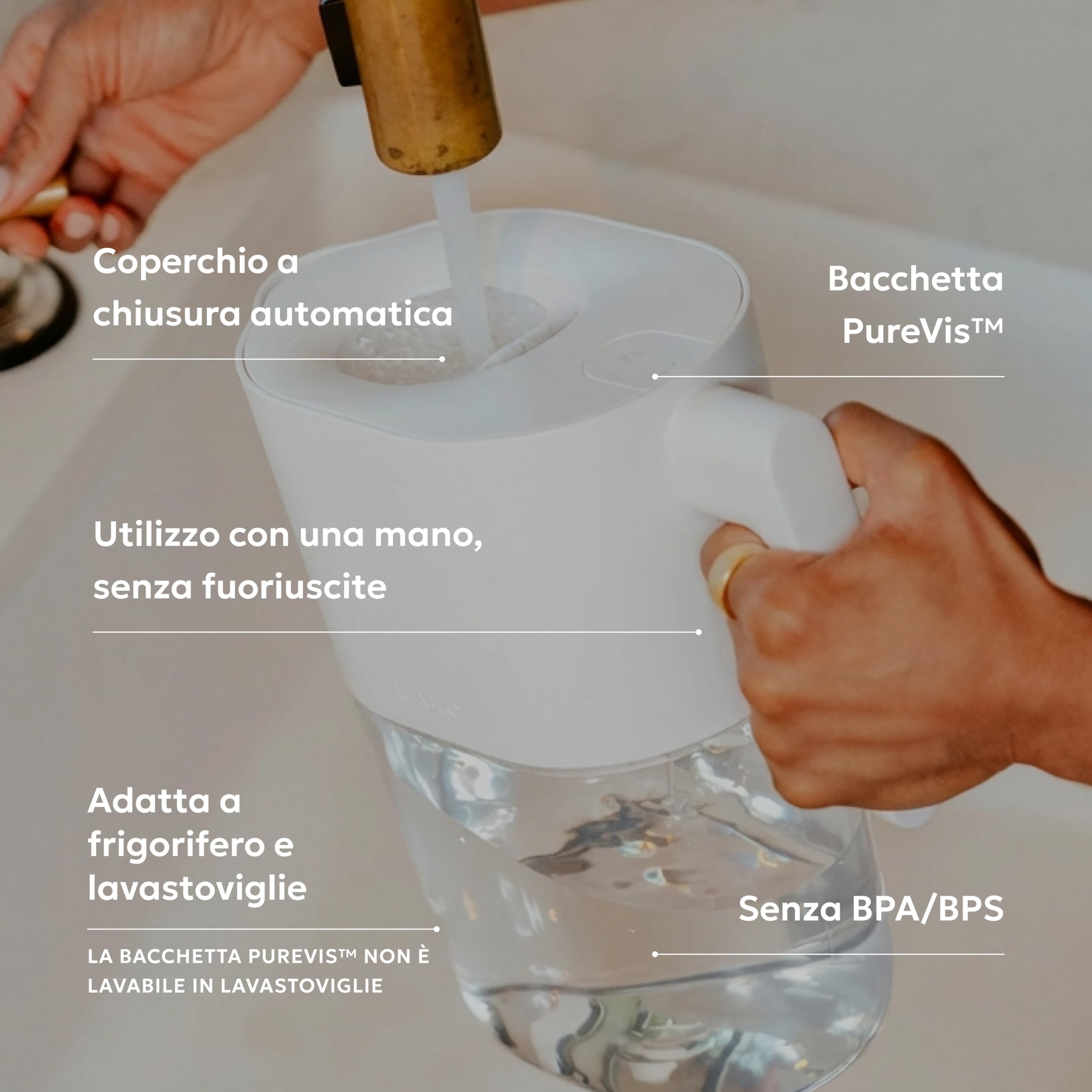 LARQ PureVis 3-in-1 Caraffa Filtrante | Purificazione UV | Monitoraggio Idratazione App | Riduce PFAS, Cloro, Calcare & Piombo | 1,9 L | Garanzia 2 Anni