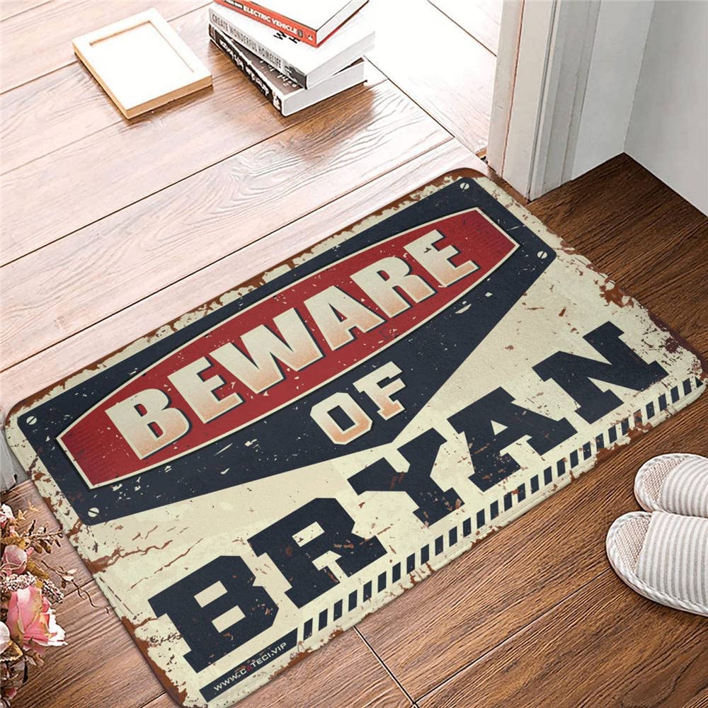 Paillasson drôle d'extérieur Beware of Bryan Rug Gamers en taille 65 x 90 cm