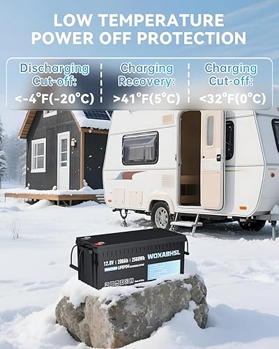 Miniatura 6 de Batería de litio LiFePO4 de 12 V 200 Ah integrada de 200 A BMS, protección a baja temperatura, hasta 15000 ciclos profundos, recargable para RV,