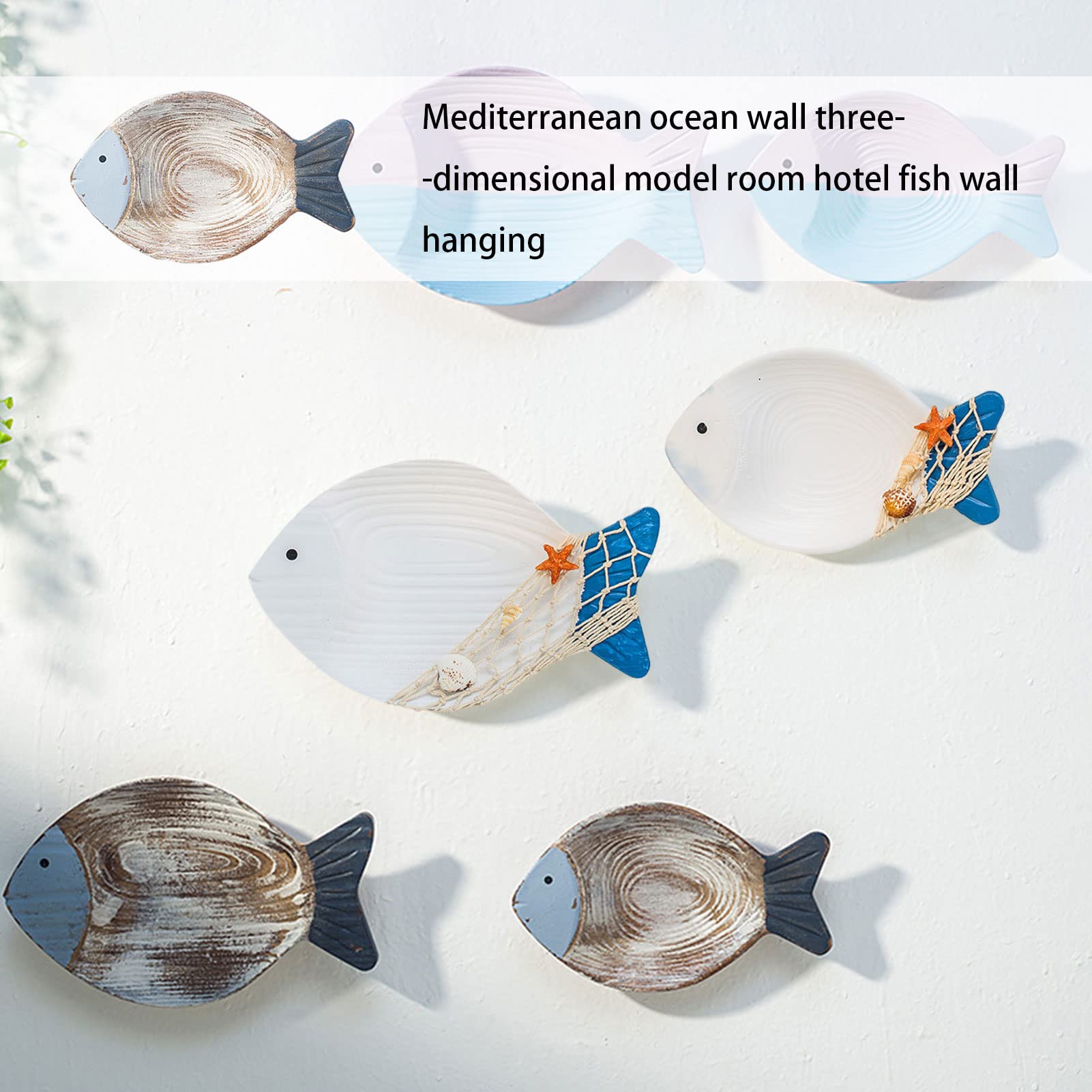 Houten wanddecoratie school vissen 70x35cm wit/craquelé | Zus & Zo Oostburg | Unieke cadeau's vindt u hier