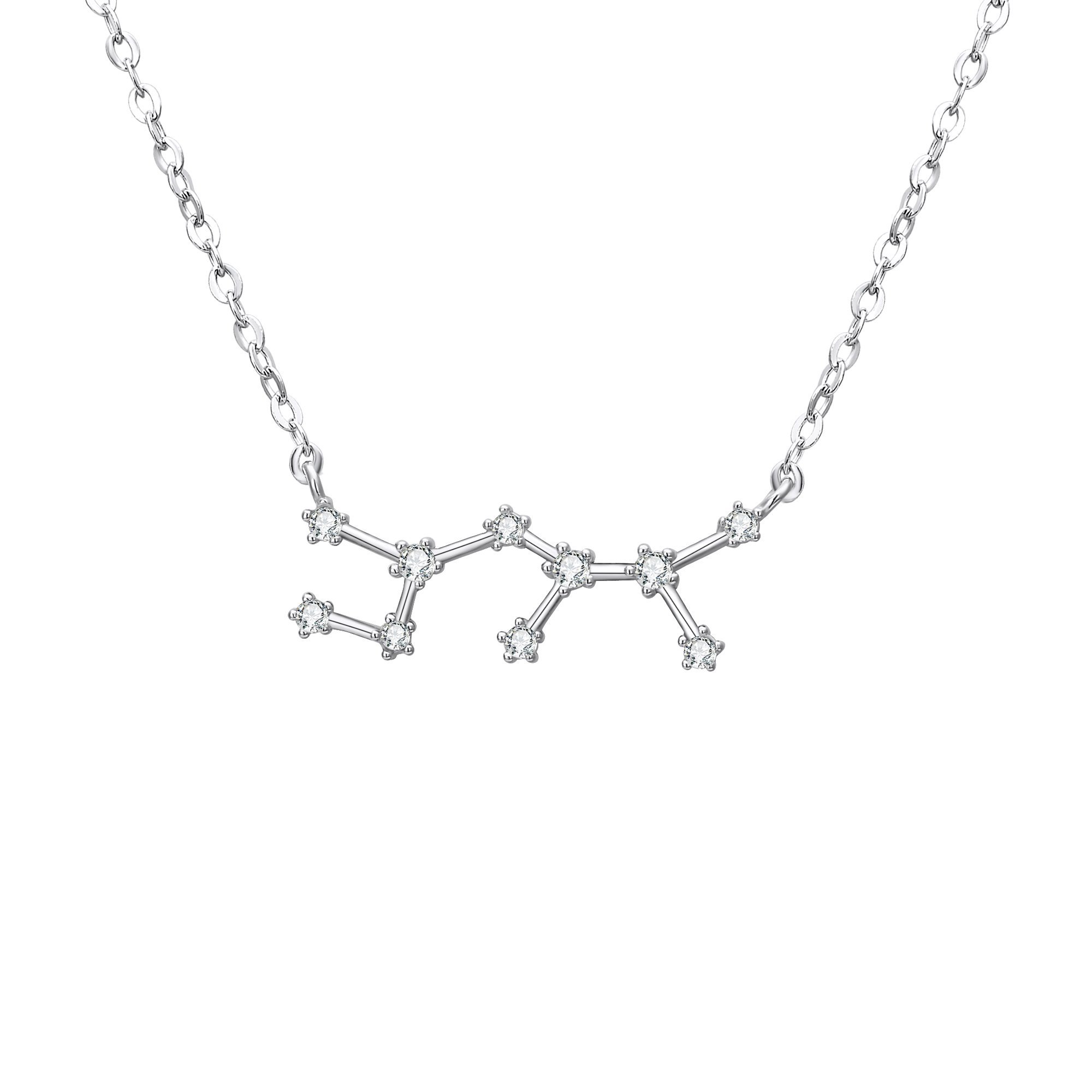ClearineWomen 925 Sterling Silver Wedding Bridal CZ Horoscope Zodiac 12 Constellation Astrology Pendant Necklace Clear April Birthstone"Sagittarius"