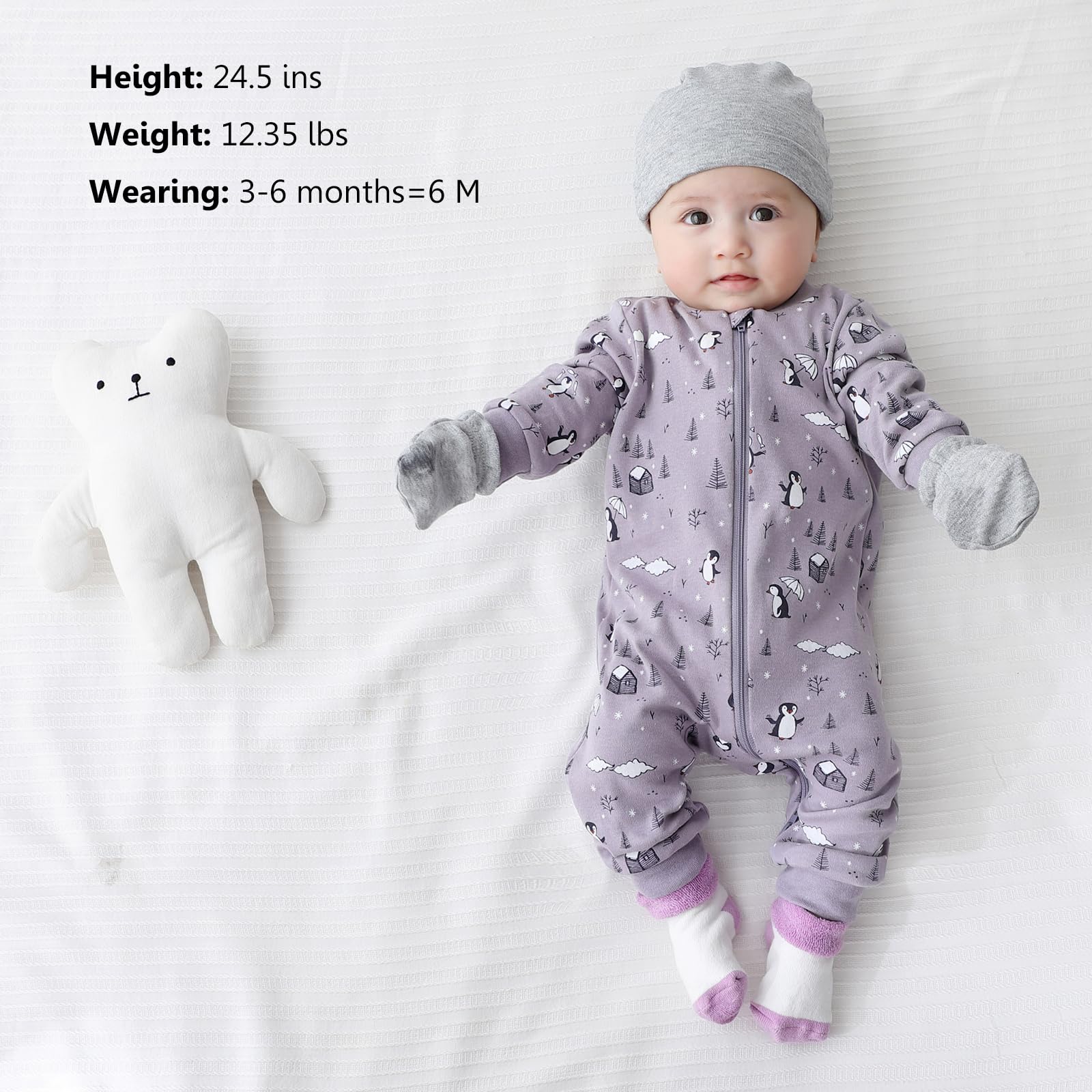 MAMIMAKA Pijama unisex para bebé recién nacido, con cremallera de 2 vías, pijama de algodón con pies, para dormir y jugar, paquete de 4, 0-18 meses