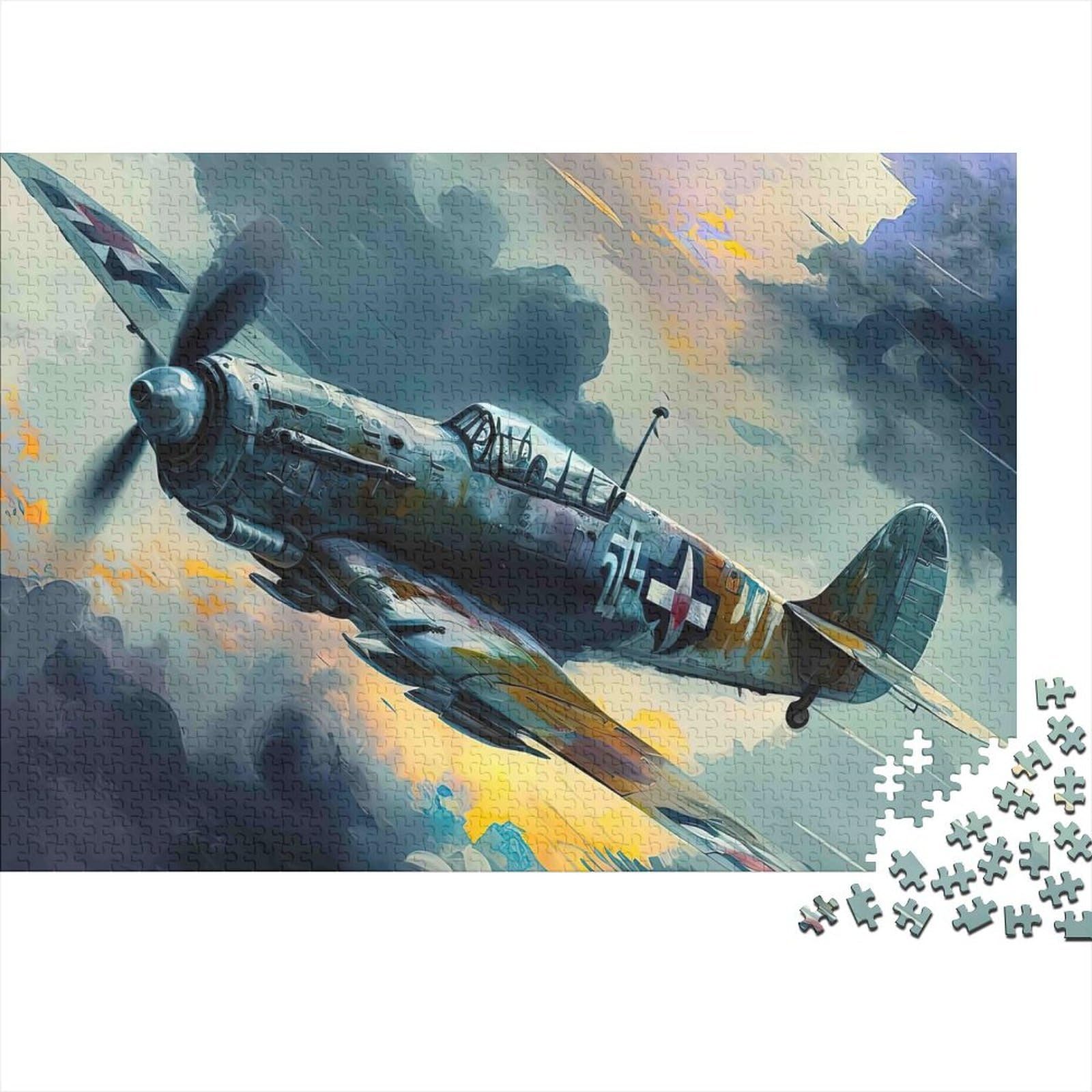 WWII Fighter Plane 1000Pc Puzzle Jigsaw Recycled Cardboard Eco-Friendly Stress Relief Relaxing Spitfire Plane for Educational Games for Young Mothers 38x26cm/1000pcs — image 1
