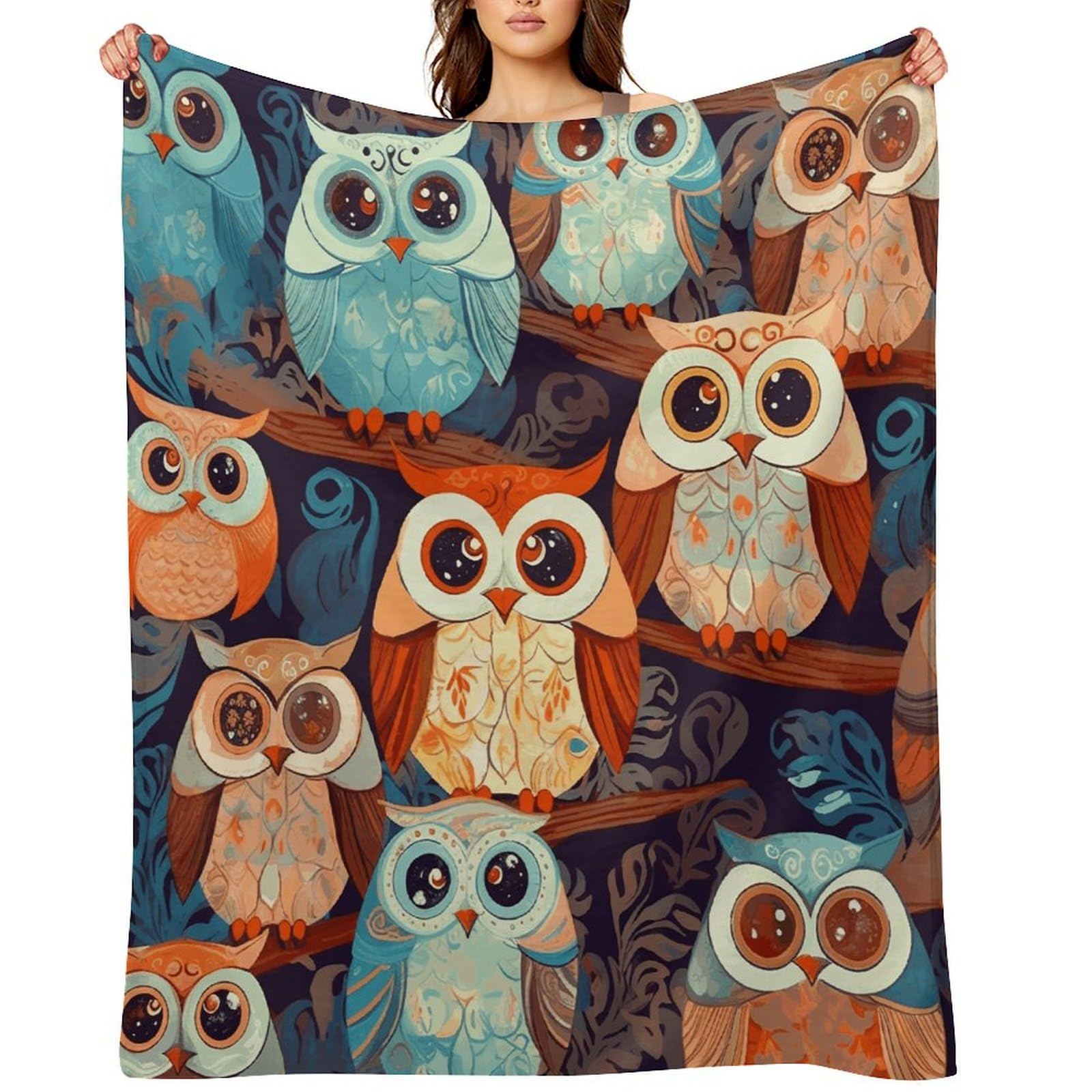 Anime Owl Throw Blanket for Couch and Bed Super Soft Warm Lightweight Throw Blankets Cozy Fuzzy Flannel Blanket Personalized Decorative Blankets for Sofa Decor 60"x80"