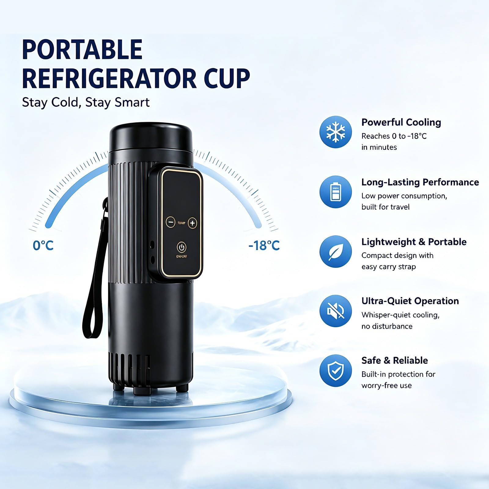 Mini frigorifero, custodia da viaggio portatile | Controllo di precisione 0-18℃, batteria a lunga durata, funzionamento silenzioso for insulina, peptidi
