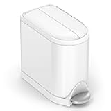 simplehuman 10 Liter / 2.6 Gallon Butterfly Lid Bathroom Step Trash Can, White Steel
