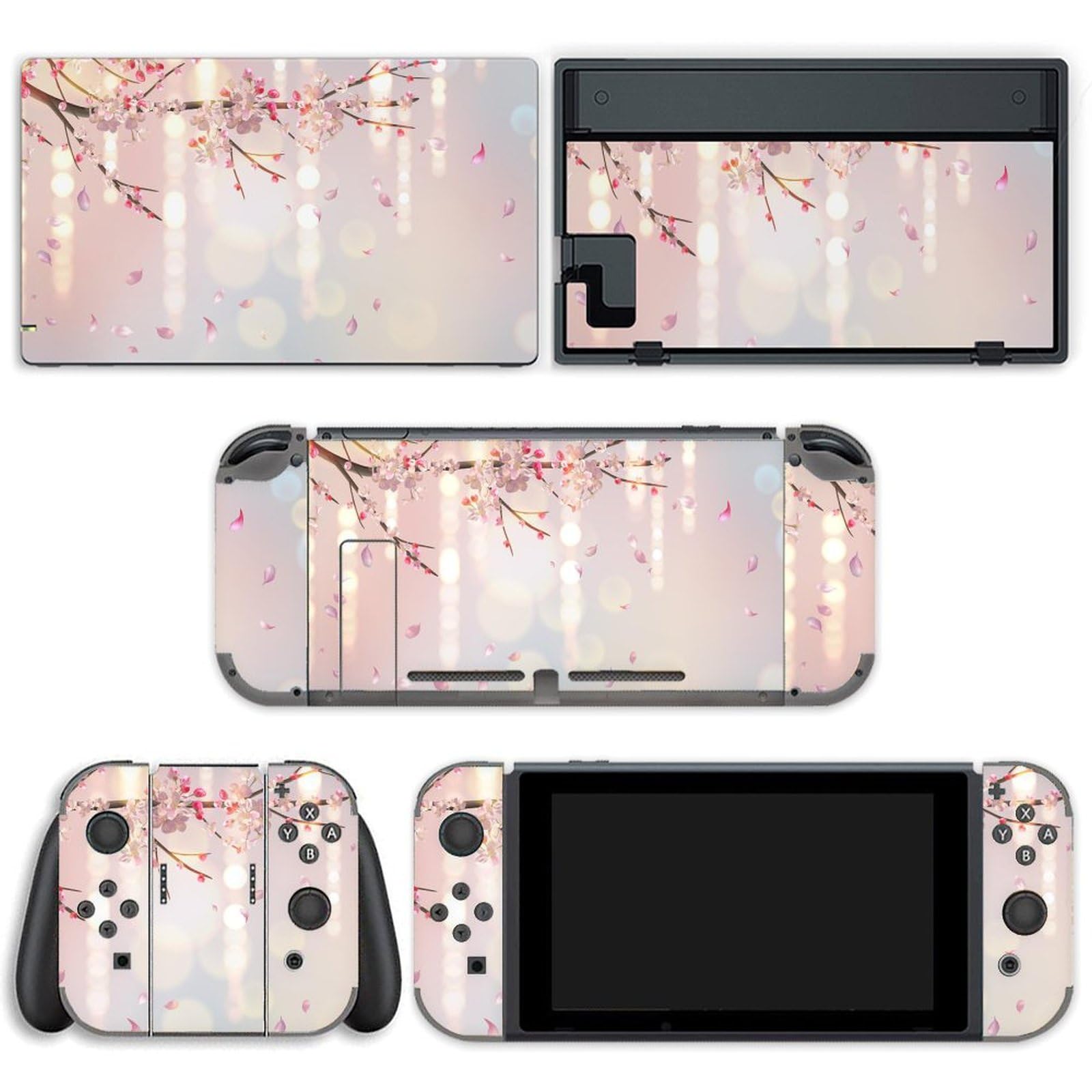 AoHanan Plum Cherry Blossom Switch Skin Full Set Sticker Wrap Vinyl Decal Compatible with Game Switch Standard