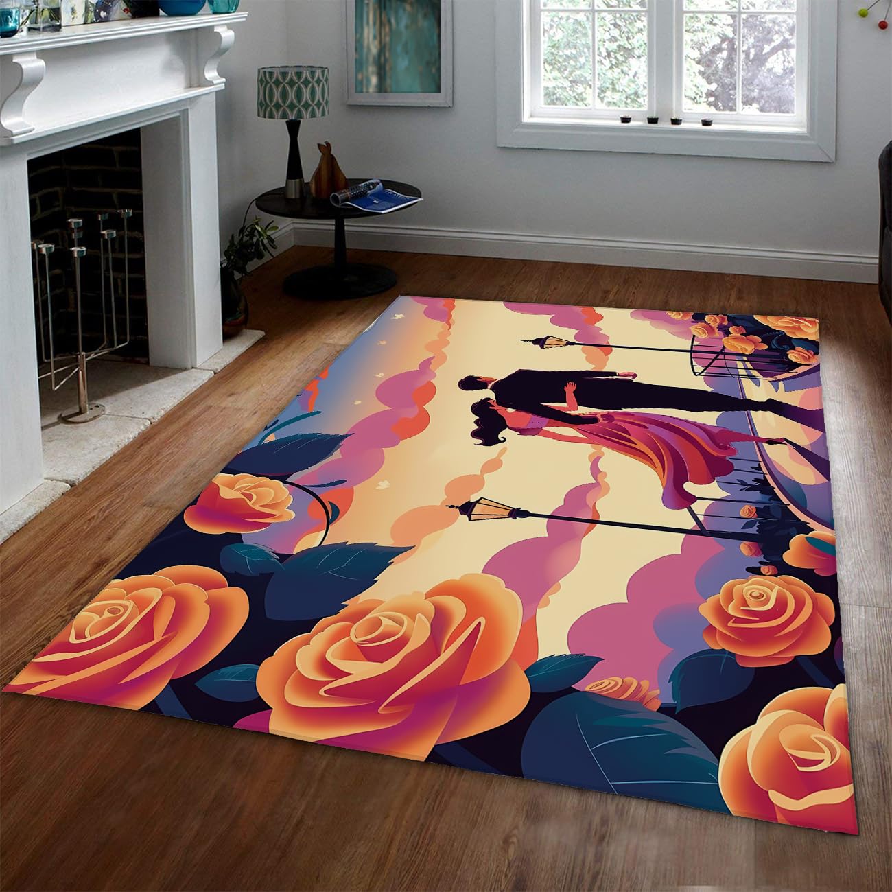 Tapis Saint-Valentin grand format habille élégamment le sol de votre salle à manger moderne