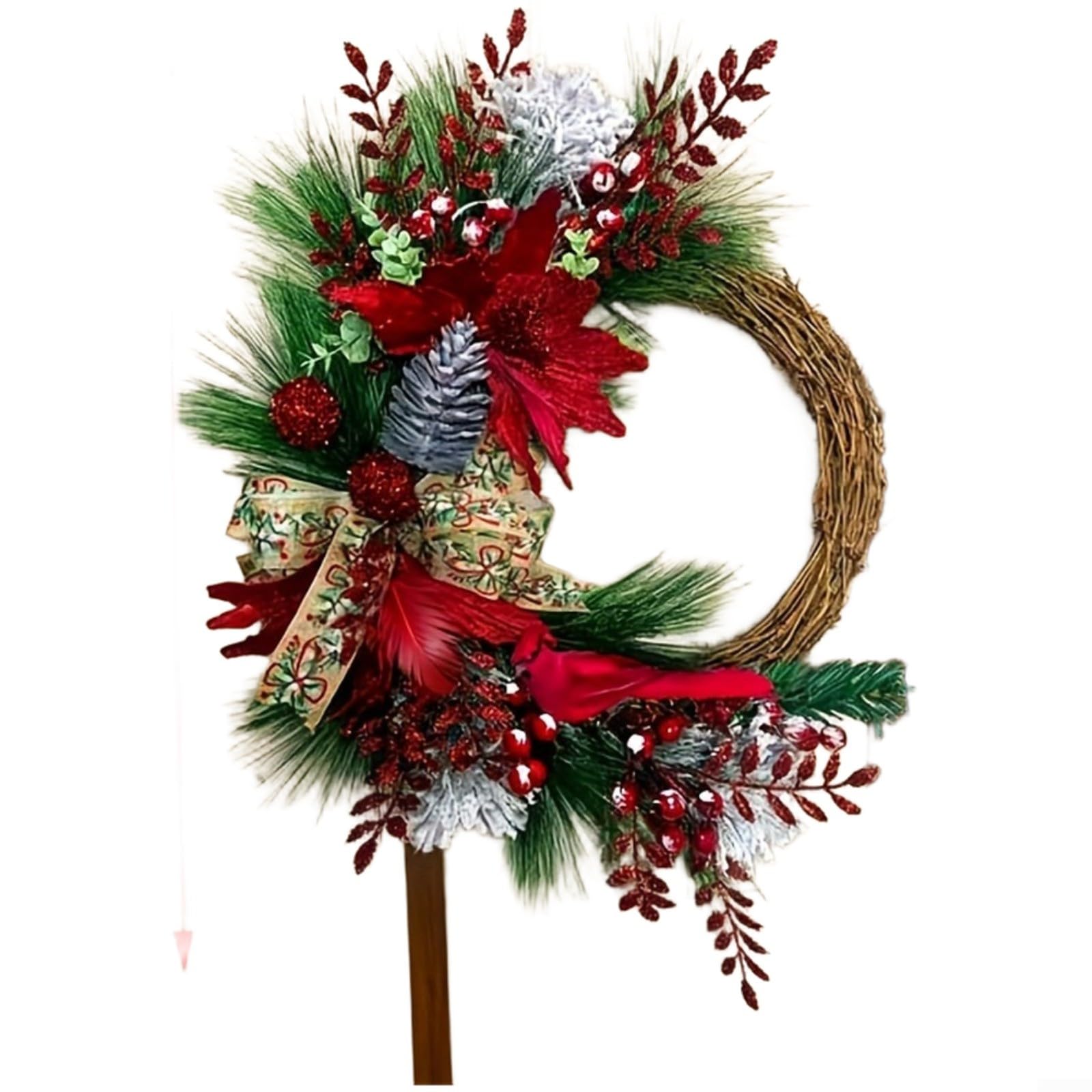 Couronne d'oiseau rouge faite à la main, l'élégance artisanale pour votre Noël