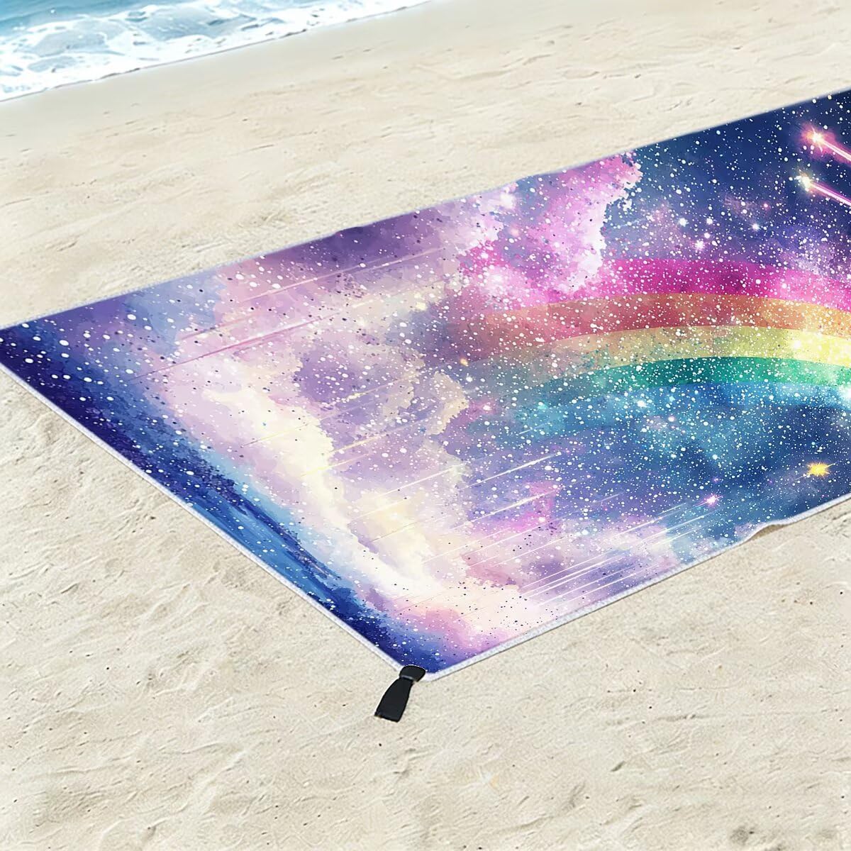 Telo Mare Microfibra, Telo Mare Grande 90x200cm 2 Pezzi, Asciugamano Palestra Donna Asciugatura Rapida, Antisabbia Asciugamano Microfibra, Leggero Asciugamani Palestra per Regalo (Arcobaleno) -4516