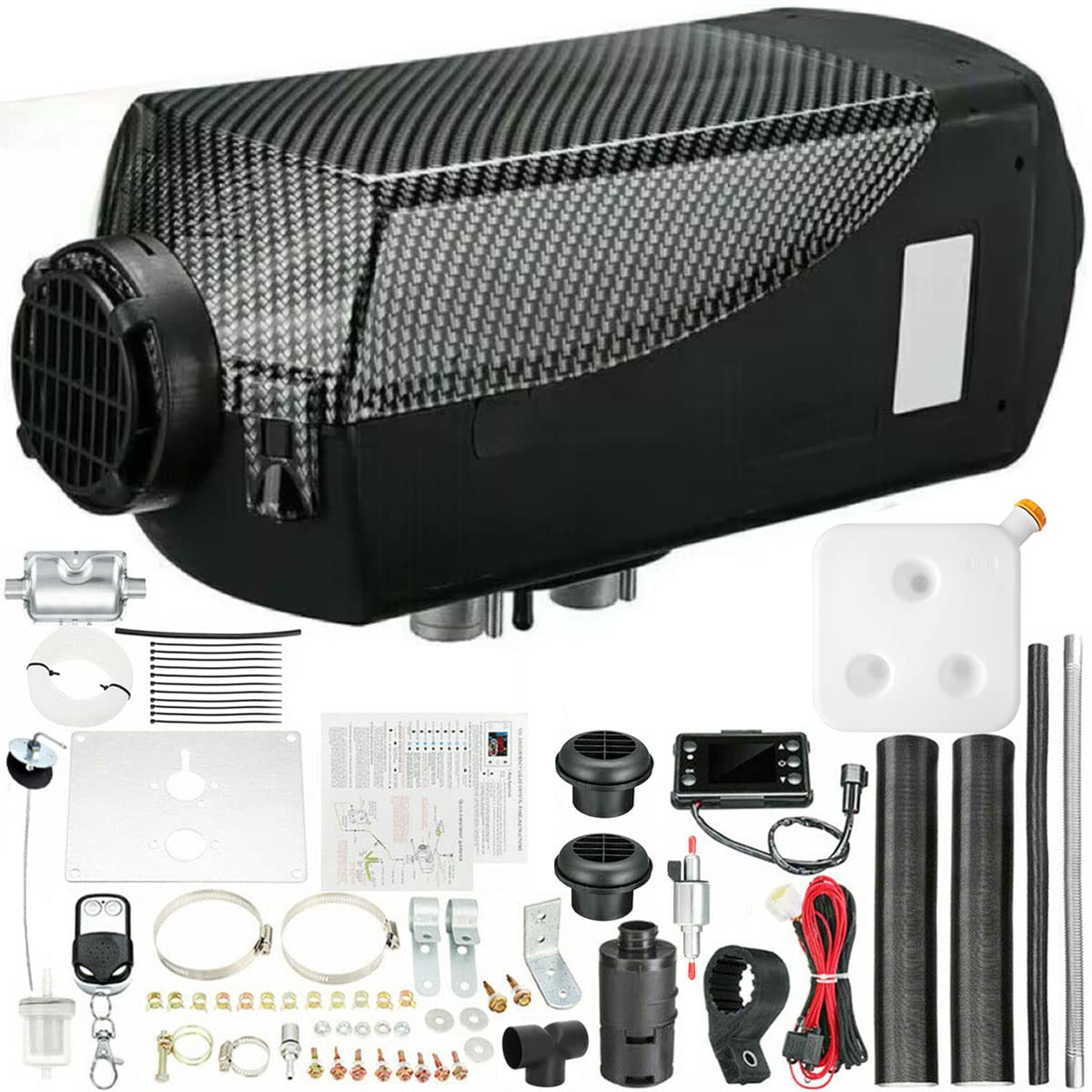 PRIJESSE Diesel Air Heater, 12V 5KW Parking Heater Diesel Night Heater with  Silencer LCD Monitor Thermostat Remote Control 10L Tank For Car Trailer  Truck Boat Caravan Motor-home Campervans (Black) : Amazon.co.uk: Automotive