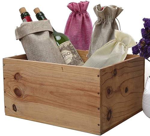 Miniatura 7 de 10 bolsas de regalo de vino de arpillera, con cordón, de lino, champán, bolsa para botella de vino, Navidad, boda, cumpleaños, fiesta, bolsas de